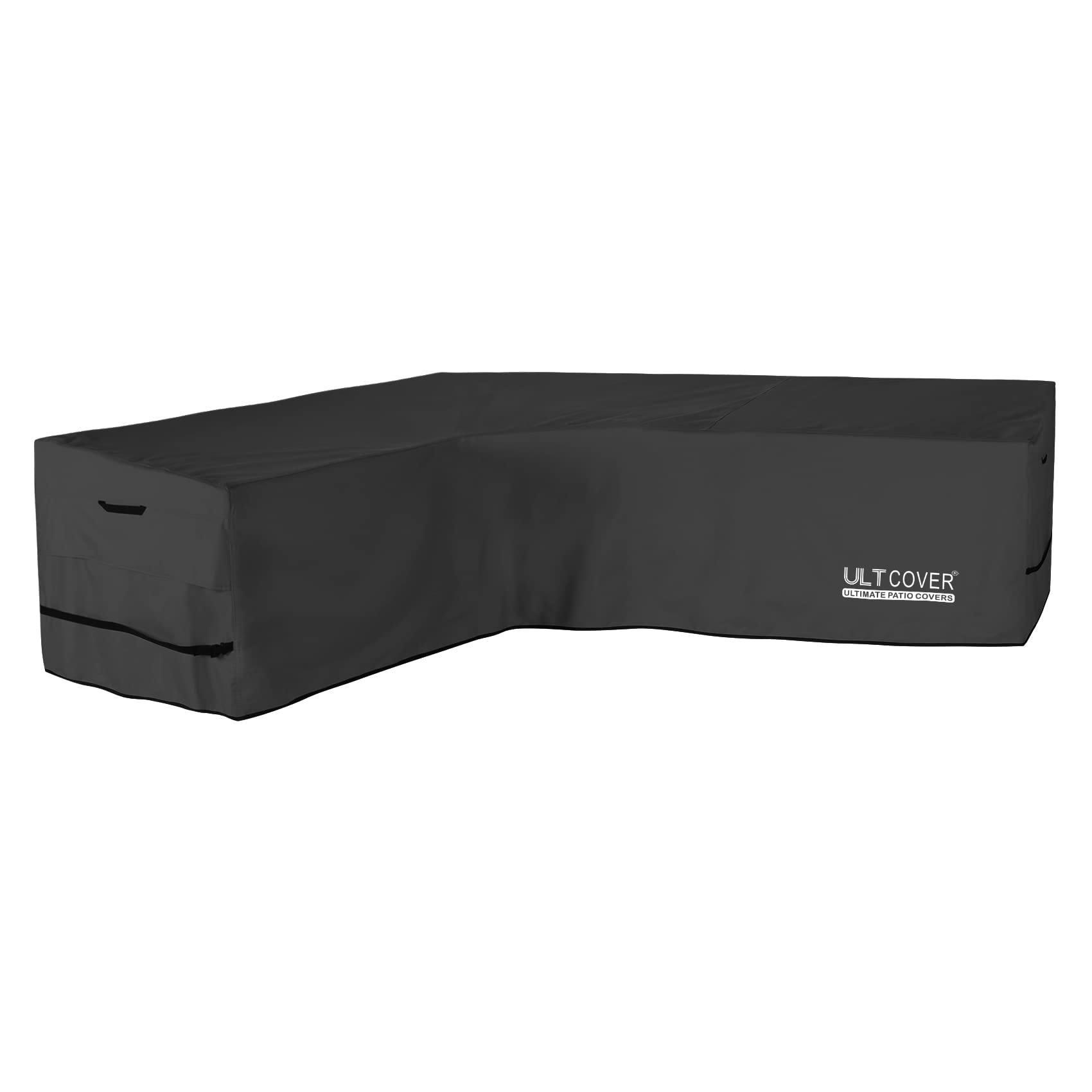 ULTCOVER Waterproof L-Shaped Left Facing Patio Sofa Cover for 6-Seater Outdoor Sectional Furniture - 85x110 Inch Wide Black - Perfect for Backyard, Deck & Poolside Protection