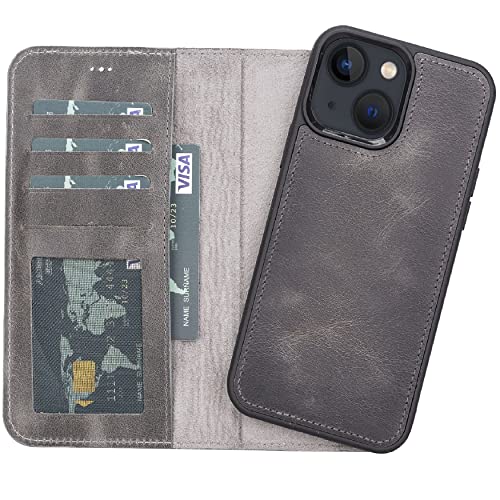 VENOULT Detachable Wallet Case for iPhone 14 - Genuine Leather Card Holder with Wireless Charging, RFID Protection & Kickstand | Shockproof Phone Cover for Everyday Use, Travel & Business Meetings