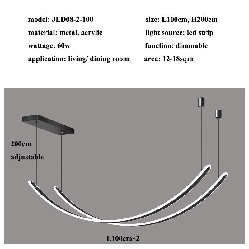 Modern Acrylic Belt Chandelier - Elegant & Stylish Ceiling Light Fixture for Dining Room, Living Room, or Bedroom