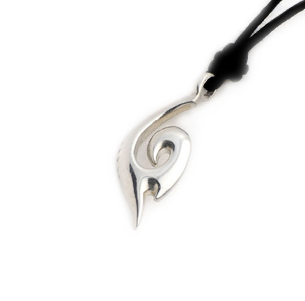 Maori Fishing Hook Necklace - Silver Pewter Pendant Jewelry for Gifts & Fashion