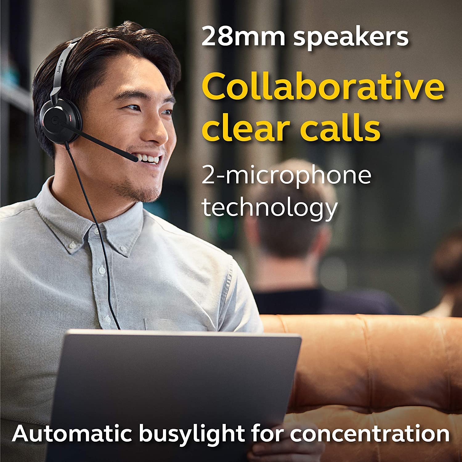 Jabra Evolve2 30 MS Wired USB-C Stereo Headset - Lightweight Office Headphones with Dual Noise-Canceling Mics for Clear Calls | Comfortable for Working from Home, Call Centers & Remote Teams (Renewed, Black)