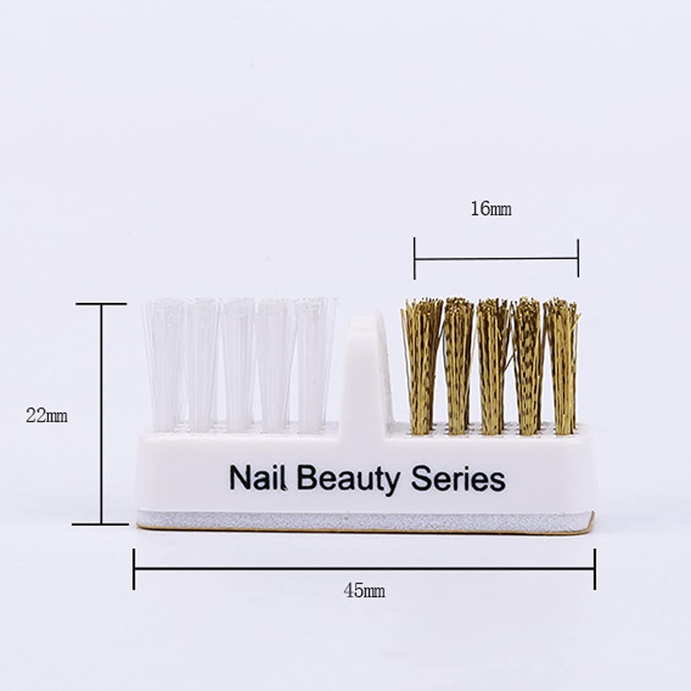 2Pcs Nail Art Drill Bit Cleaning Brushes - 2-in-1 Copper & Soft Bristle Brush Set for Professional & Home Manicure | Perfect for Nail Salon, DIY Nail Care & Electric Nail File Maintenance
