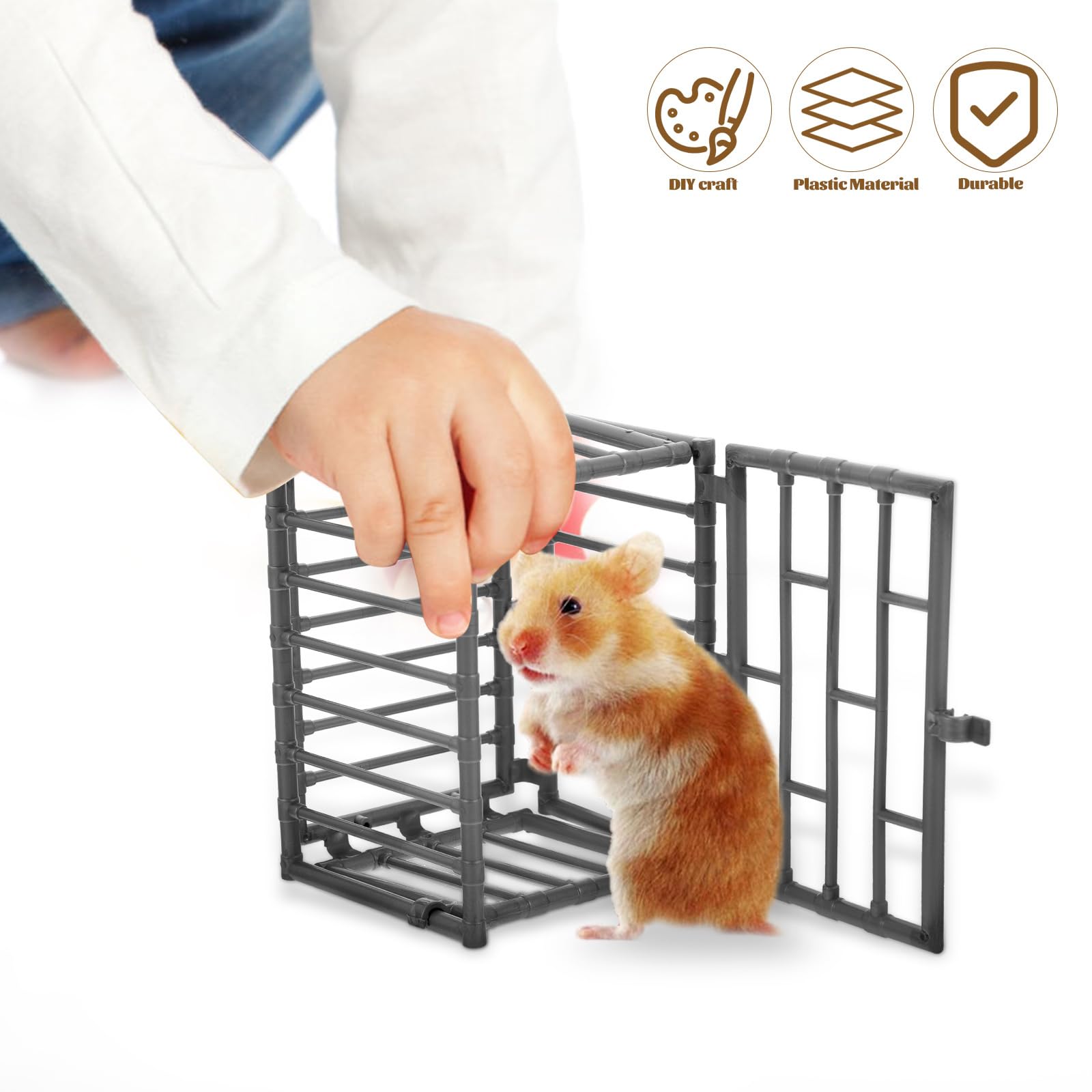 2Pcs Mini Animal Cage Model Toy - Small Pet Cage Accessories for Hamsters, Birds, Reptiles - Perfect for Dollhouse, Diorama, and Miniature Scenes Decoration