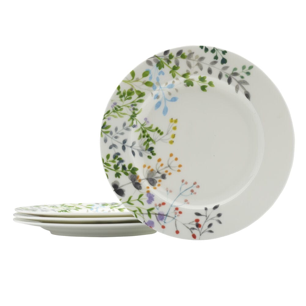 Tivoli Garden 4-Piece Salad Plate Set - Elegant Floral Design Dinnerware for Home, Parties & Outdoor Dining - Perfect for Salads, Appetizers & Desserts