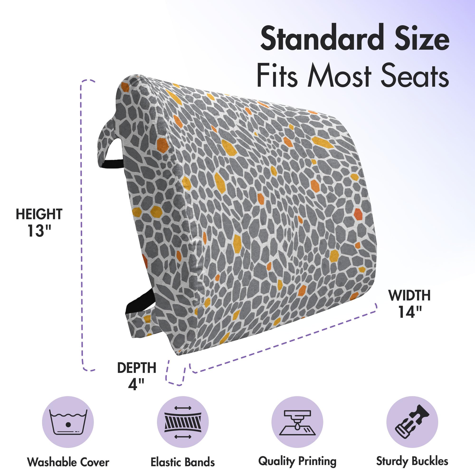 Ambesonne Animal Print Lumbar Support Pillow - Abstract Leopard Cheetah Pattern Office Chair & Car Seat Cushion - High Density Foam Back Pain Relief - 14x13 Inch Dark Orange - Perfect for Home Office, Gaming Chair & Long Drives