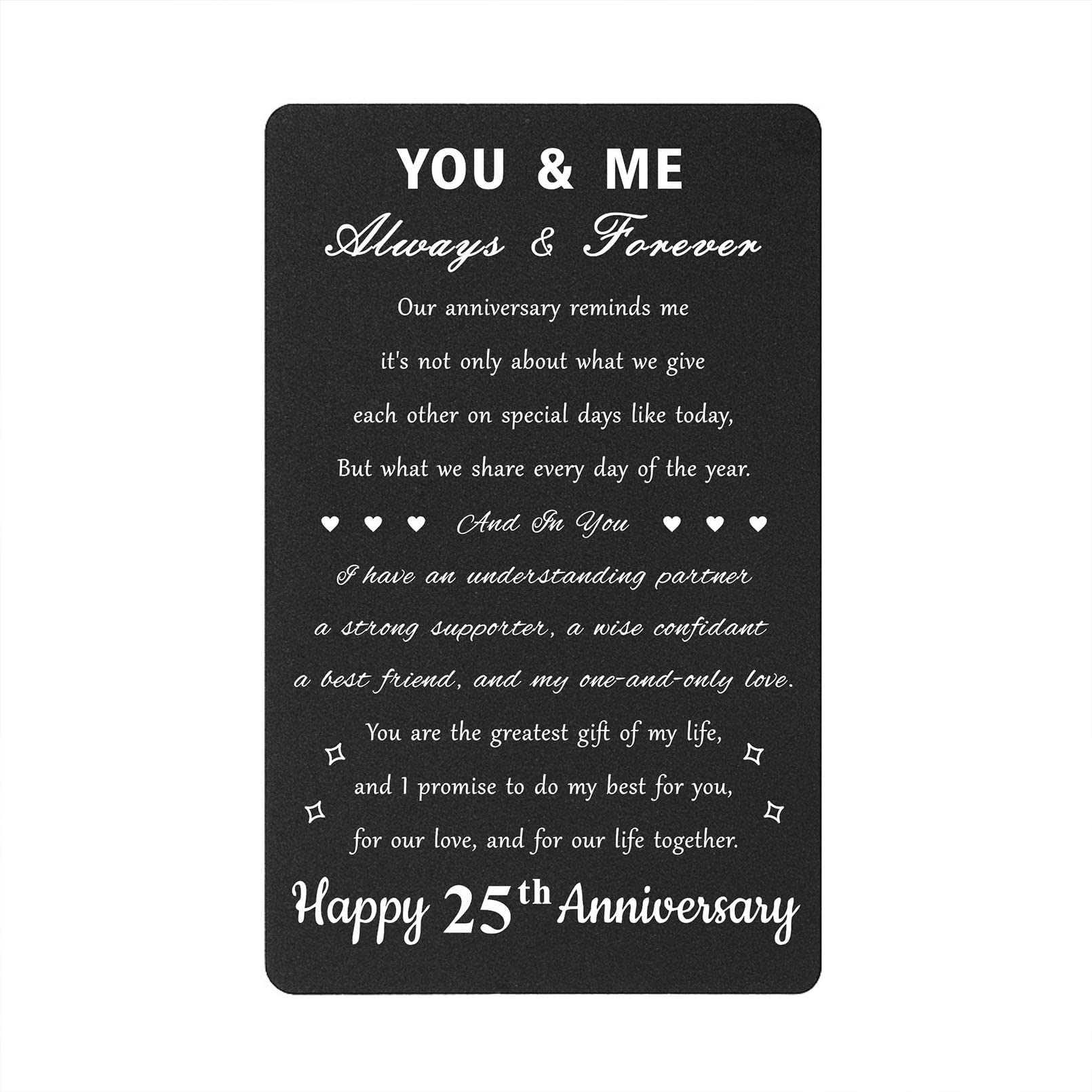 25th Anniversary Card for Couples - Personalized Engraved Wallet Gift for Wife & Husband | 25 Year Wedding Anniversary Keepsake | Perfect for Romantic Surprises & Milestone Celebrations