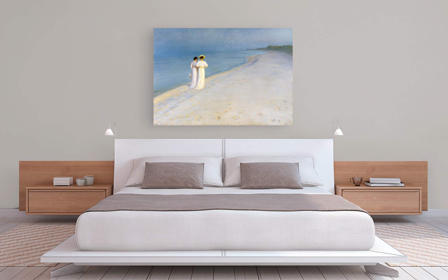 Peder Severin Krøyer Summer Evening on Skagen's Beach Canvas Art Print - 47x35 Inches (120x90cm) - Wall Decor for Living Room, Bedroom & Office - Scandinavian Coastal Painting