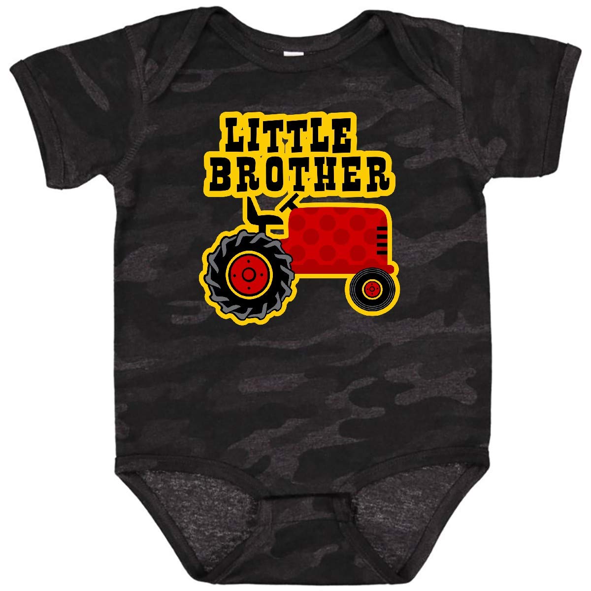 Inktastic Red Tractor Little Brother Baby Bodysuit - Soft Cotton Onesie for Newborn Boys, Cute Farm-Themed Outfit for Infants, Perfect for Family Photos, Playdates, and Everyday Wear