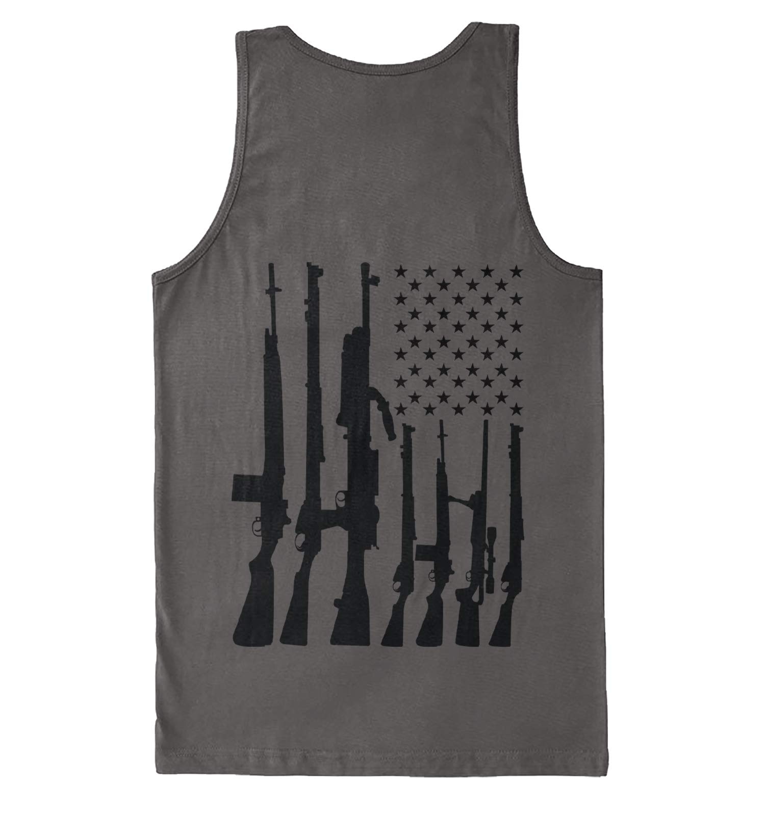 2nd Amendment Men's Tank Top with Haase Unlimited Machine Gun & American Flag Design - Patriotic Shirt for Shooting Range, Gun Enthusiasts & Independence Day
