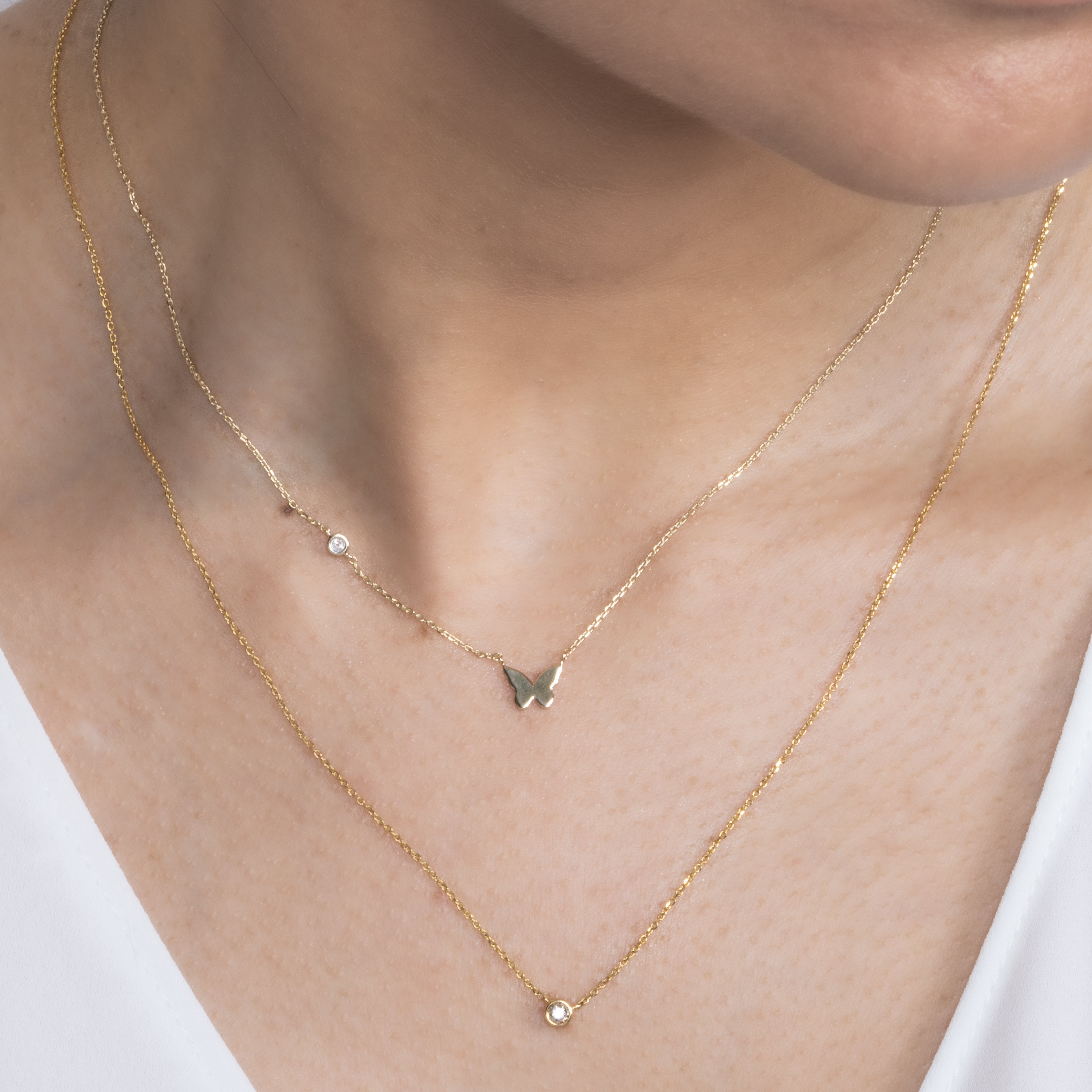 14K Rose Gold Bubble Butterfly & Diamond Pendant Necklace - Elegant Jewelry for Women, Perfect for Gifts, Parties & Special Occasions