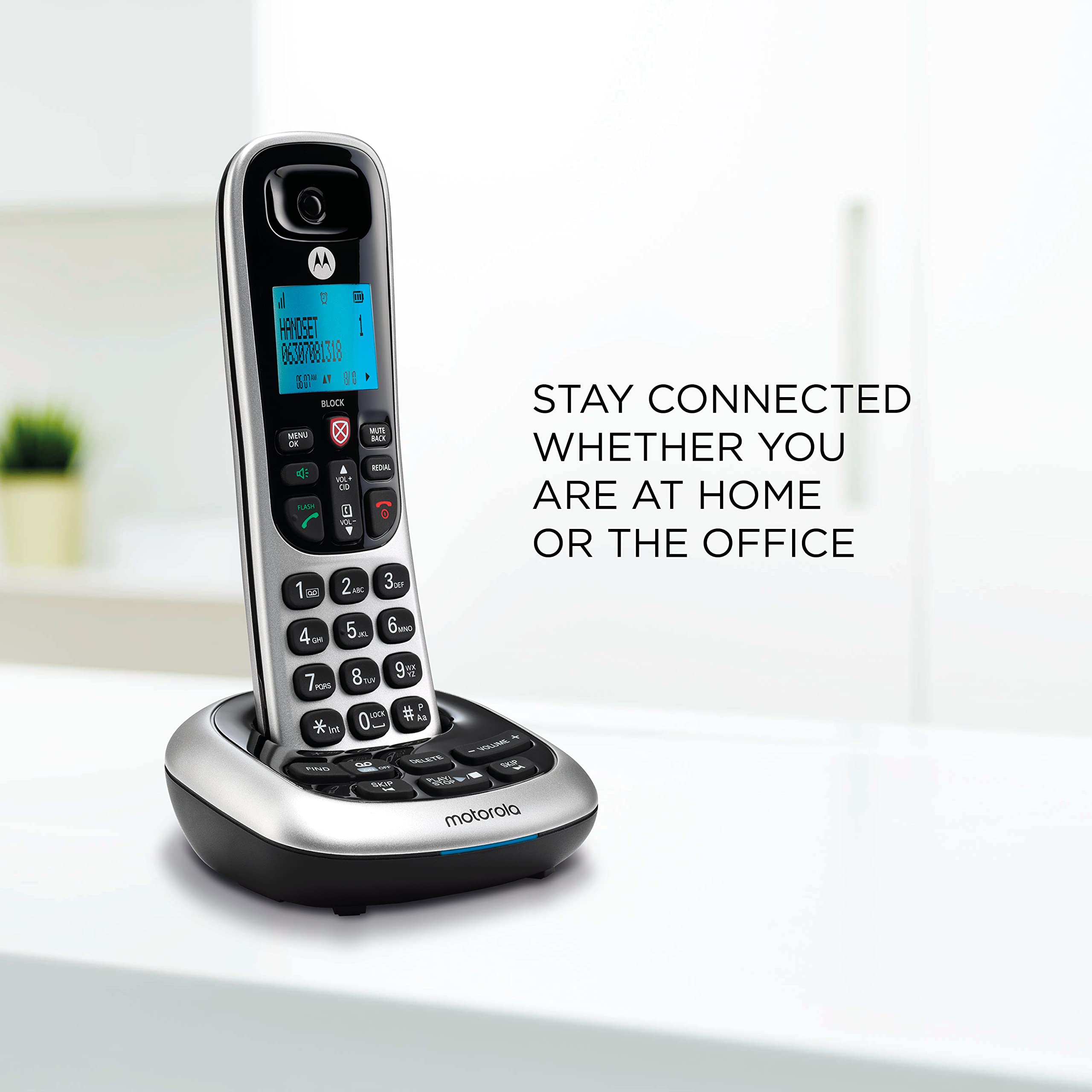 Motorola CD4013 Digital Cordless Phone with Answering System & 3 Handsets - Silver | Expandable Home Office Phone for Landline with Caller ID | Perfect for Home, Office & Small Business Communication
