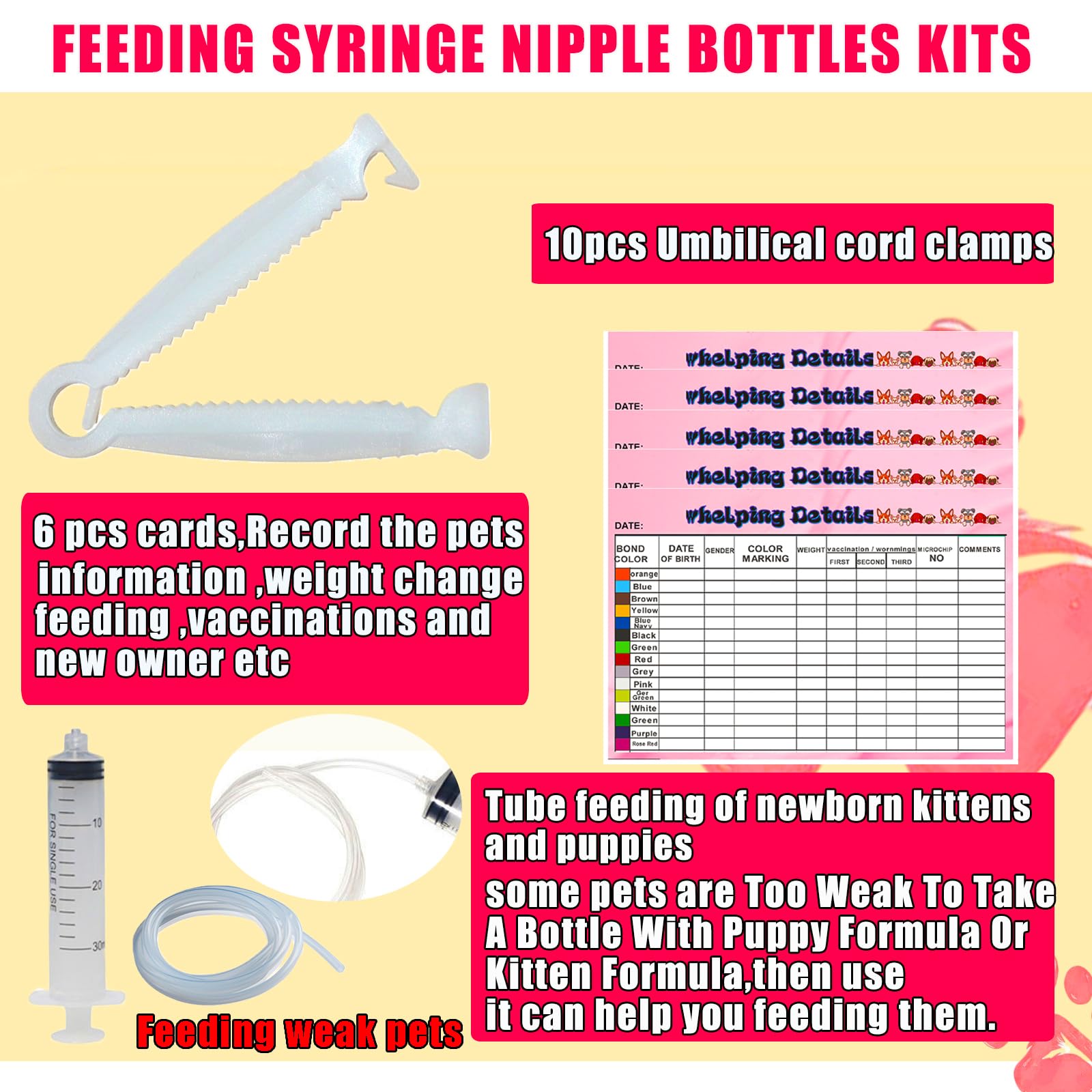 Kewen Puppy & Kitten Whelping Kit - Complete Newborn Pet Care Supplies for Dog & Cat Birth, Feeding & Nursing | Essential for Breeders, Vet Clinics & Pet Owners