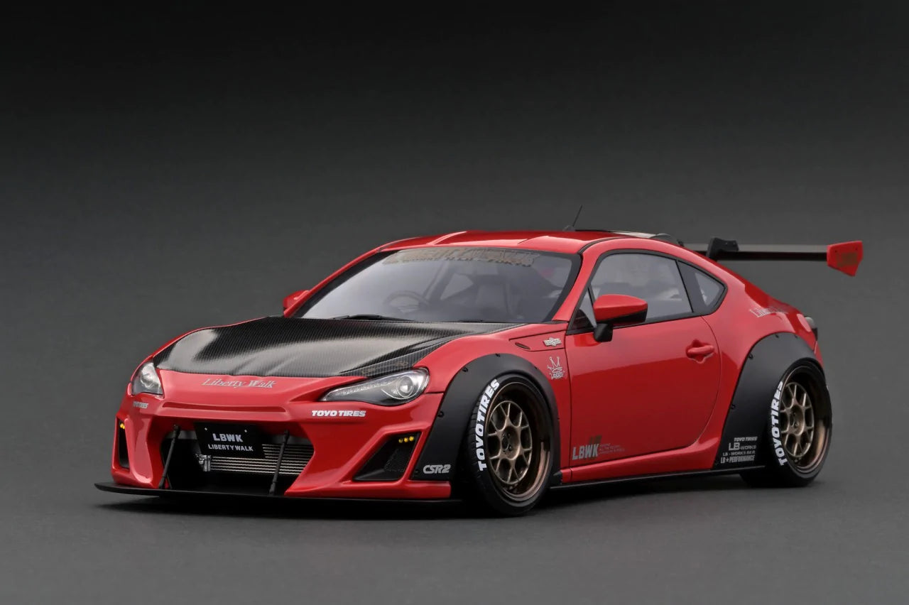 1:18 Scale Toyota 86 LBWK V1 Red Metallic Diecast Model Car - Collectible Sports Car Replica for Display & Racing Enthusiasts - Perfect for Home Office Decor, Car Shows & Gift Giving