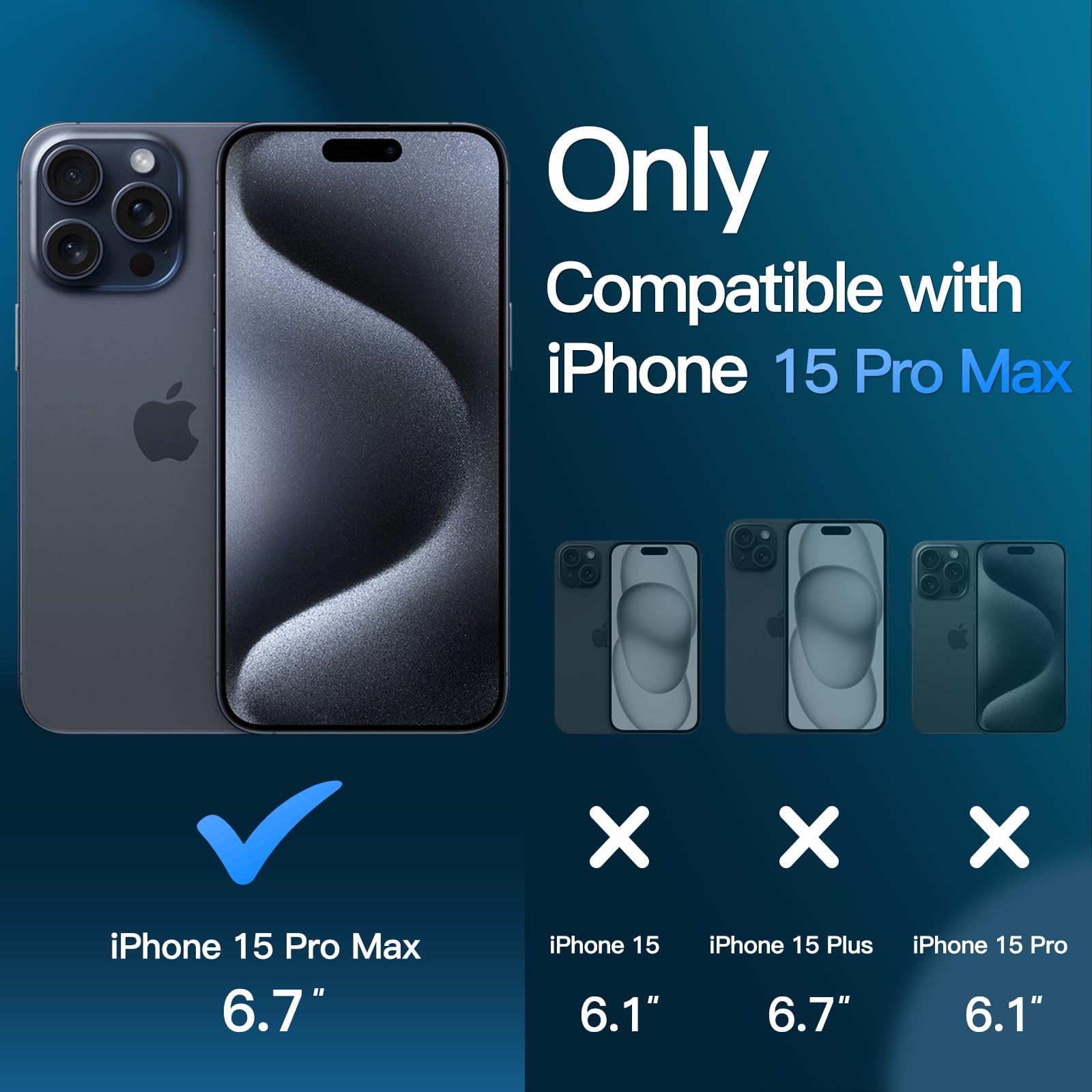 JETech 3 in 1 Magnetic Case for iPhone 15 Pro Max 6.7-Inch | 2 Pack Tempered Glass Screen Protectors | MagSafe Compatible | Translucent Matte Shockproof Phone Cover (Storm Blue) | Perfect for Daily Use, Travel & Outdoor Activities