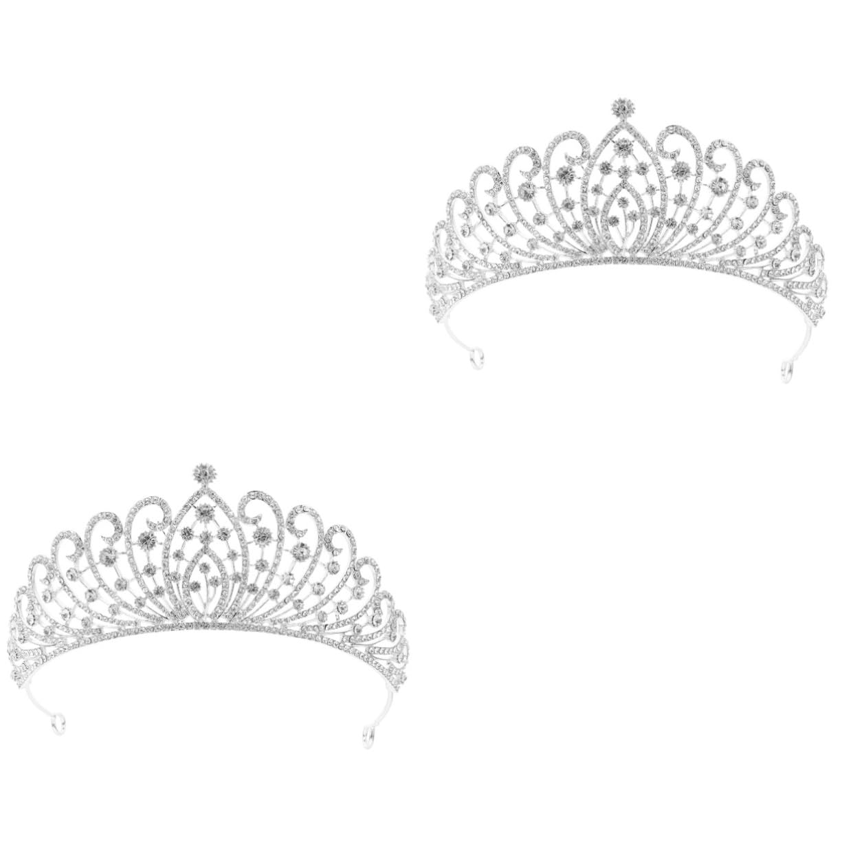 2Pcs Rhinestone Bridal Tiara Headband - Wedding Hair Accessories for Bride, Women's Crystal Crown Headpiece for Bridal Shower, Bachelorette Party & Special Occasions