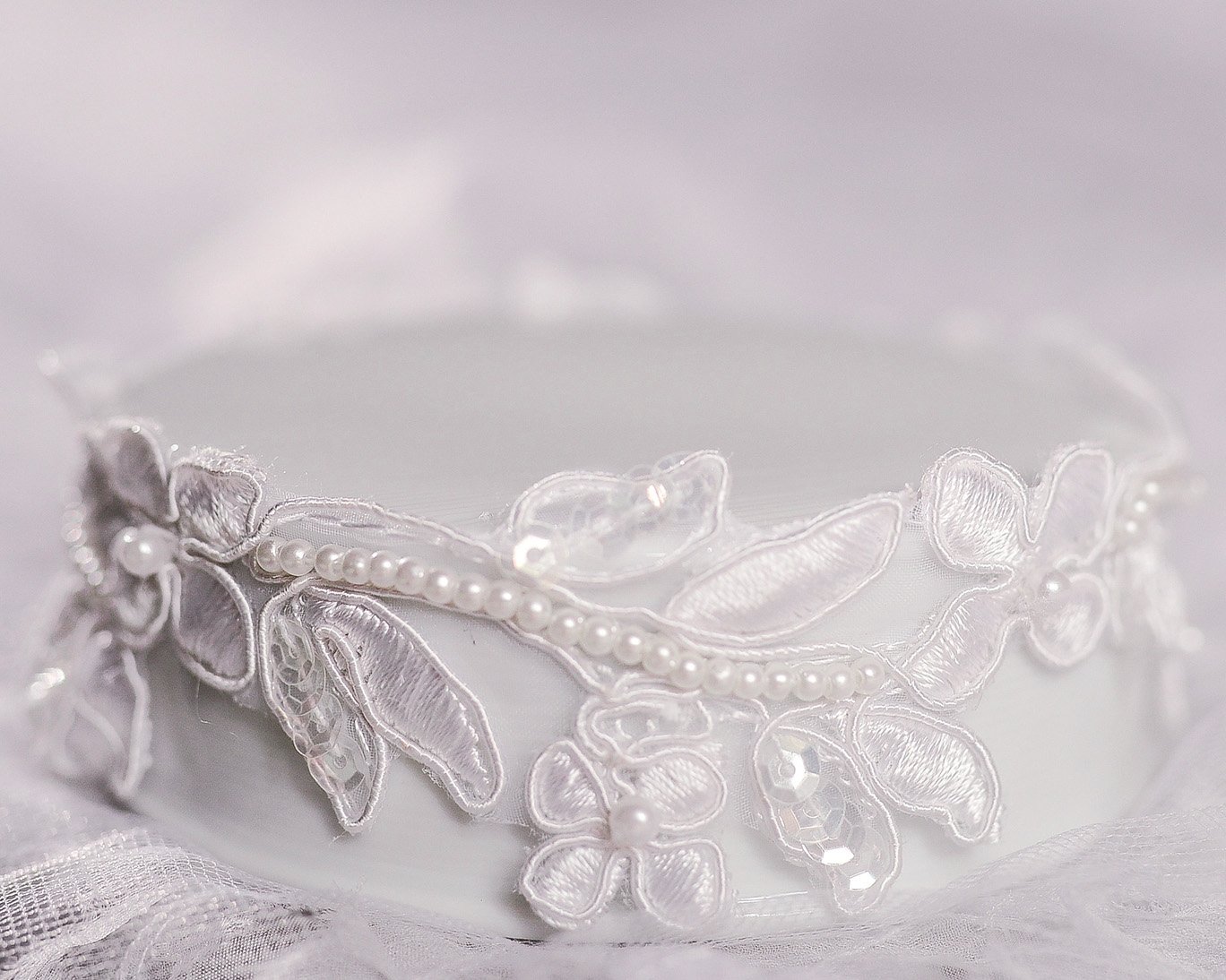 Vintage Embroidered Flower and Sequin DIY Cake Topper Base - Wedding, Birthday, Anniversary Party Decorations for Cakes and Cupcakes