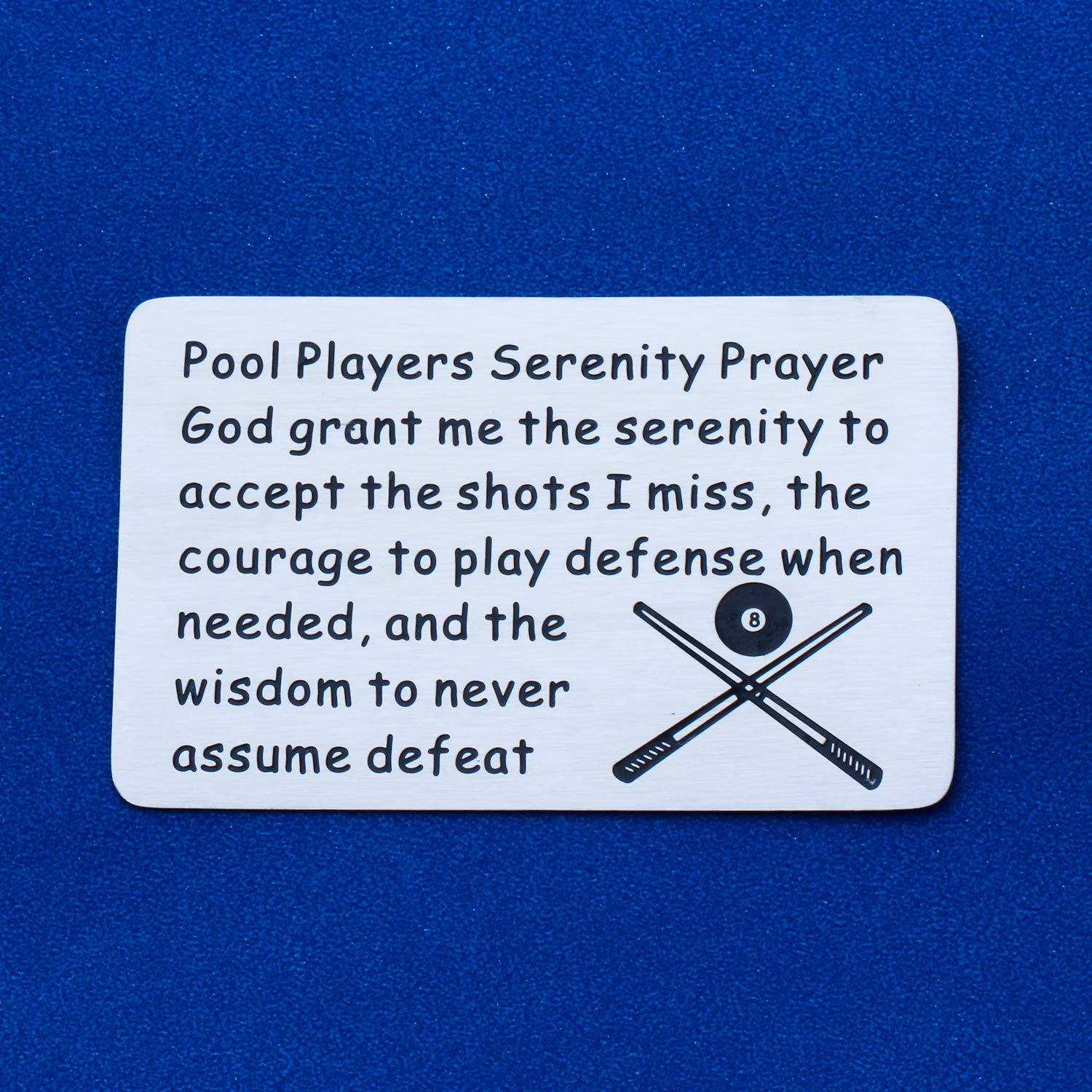 LQRI Billiards Gift - Serenity Prayer Wallet Card for Pool Players | 8-Ball Design Billiard Coach Accessory | Perfect Gift for Pool Enthusiasts & Bar Game Lovers
