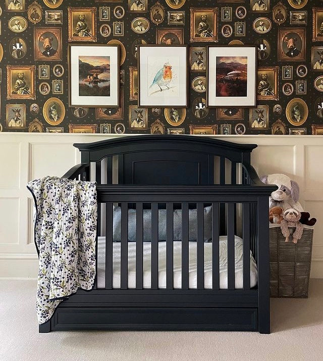 Navy Blue Portrait Gallery Wallpaper - Elegant Peel and Stick Removable Wallpaper for Living Room, Bedroom & Office Decor