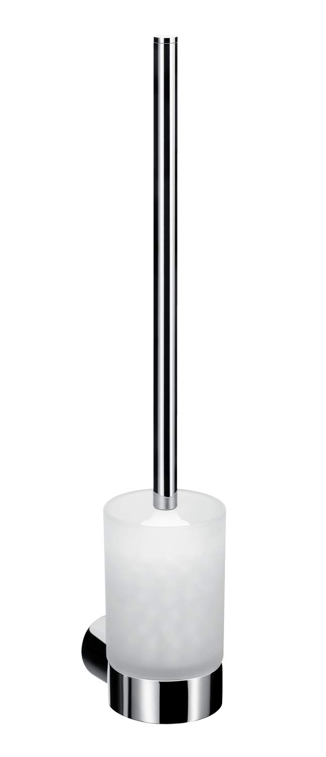 841500100 Fino A Toilet Brush Set - Wall Mounted Frosted Glass Bathroom Cleaning Tool with Chrome-Plated Holder | Modern Hygienic Solution for Bathroom, Toilet, and Restroom Cleaning