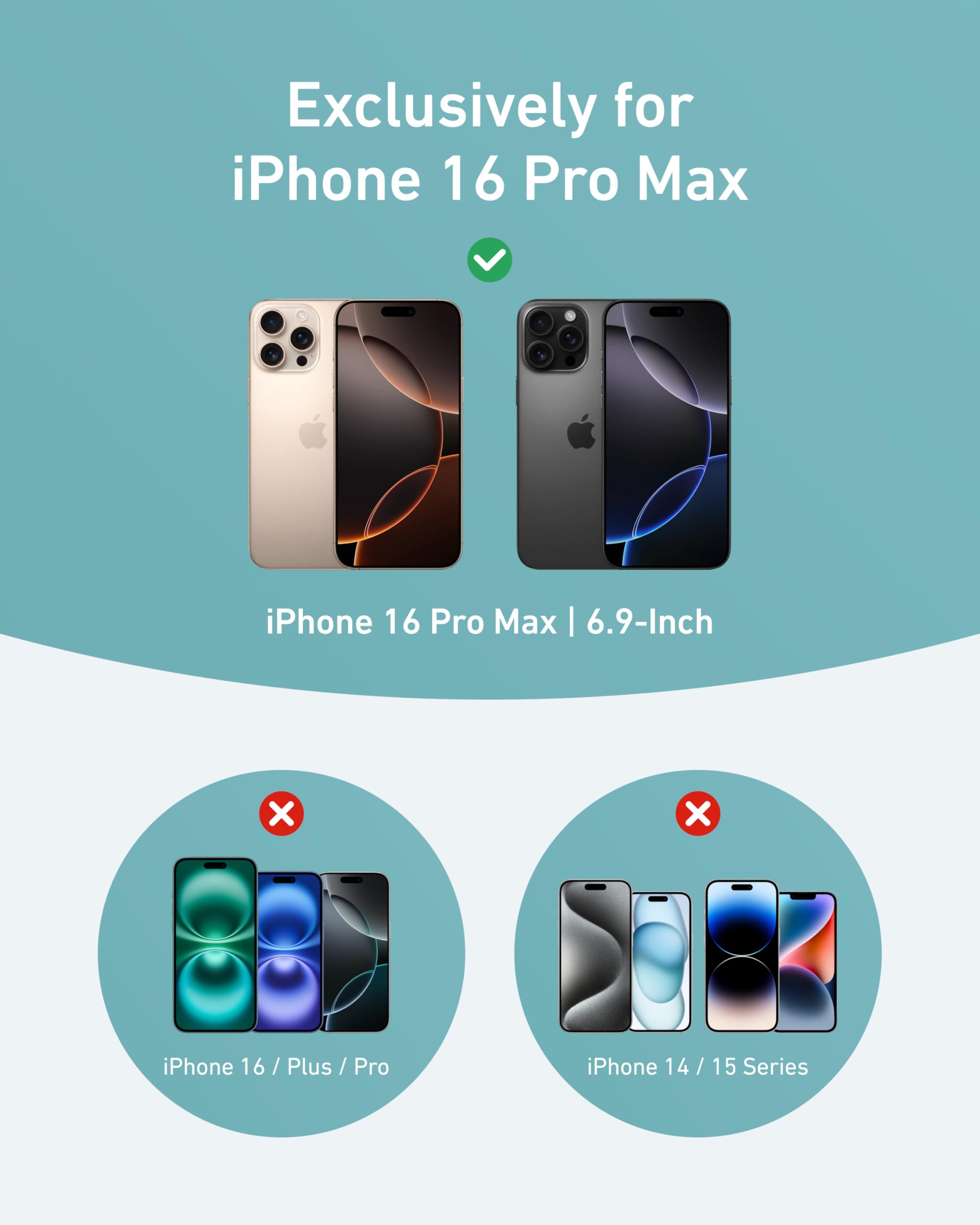 Anker Ultra Magnetic iPhone 16 Pro Max Case with 360° Ring Stand - Military-Grade Shockproof & MagSafe Compatible - Perfect for Workouts, Travel & Everyday Protection (Black)