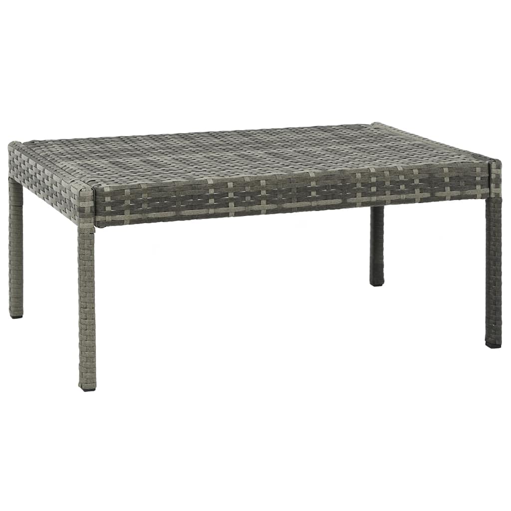 3-Piece Gray Poly Rattan Patio Furniture Set with Cushions & Coffee Table - Outdoor Garden Sofa Conversation Set, Weather-Resistant Wicker Lounge Chairs for Backyard, Poolside or Deck Relaxation