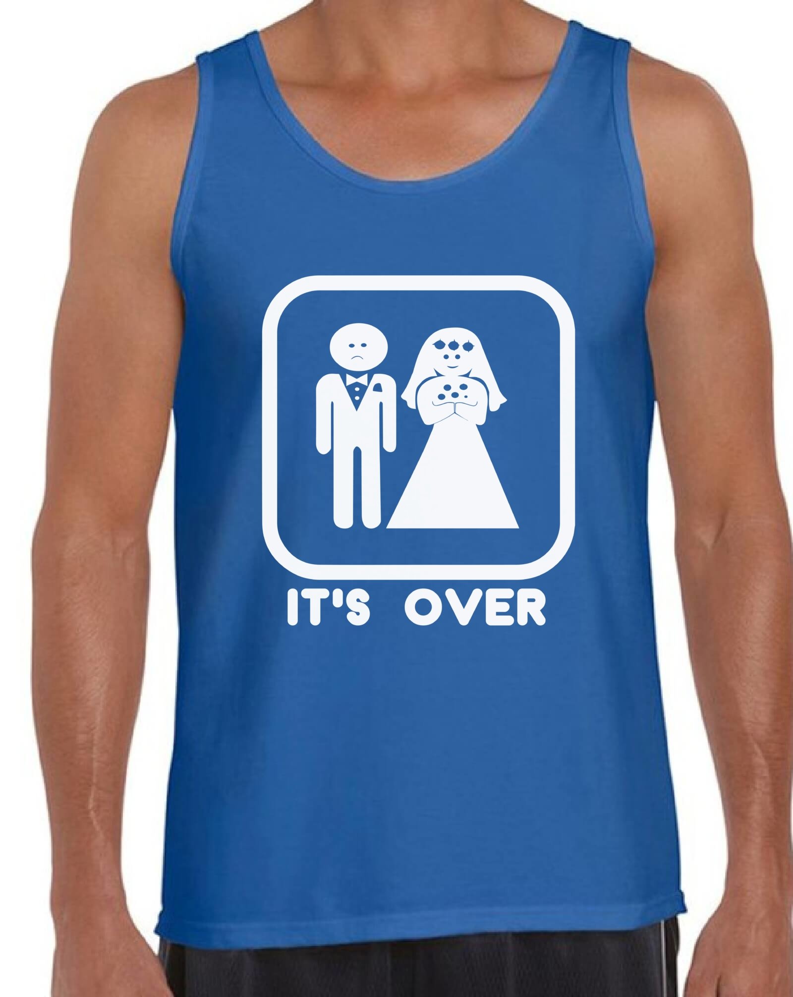 Funny 'It's Over' Tank Top for Men - Perfect Wedding Gift with Free Bookmark - Great for Bachelor Parties, Divorce Celebrations & Humorous Events