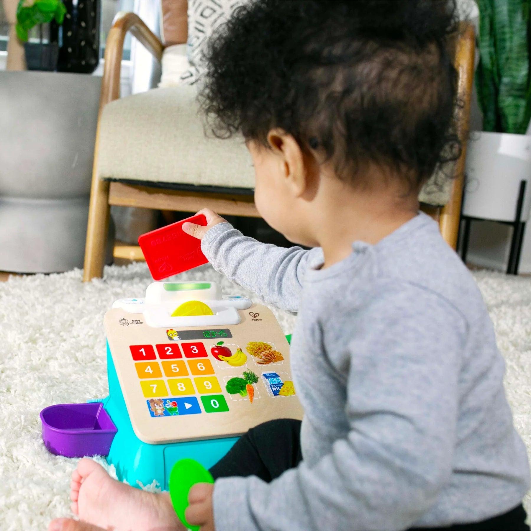 Baby Einstein HAPE Magic Touch Wooden Cash Register Toy - Pretend Play Shopping Set for Kids Ages 3+ | Perfect for Role Play, Math Learning & Imaginative Play at Home or Preschool