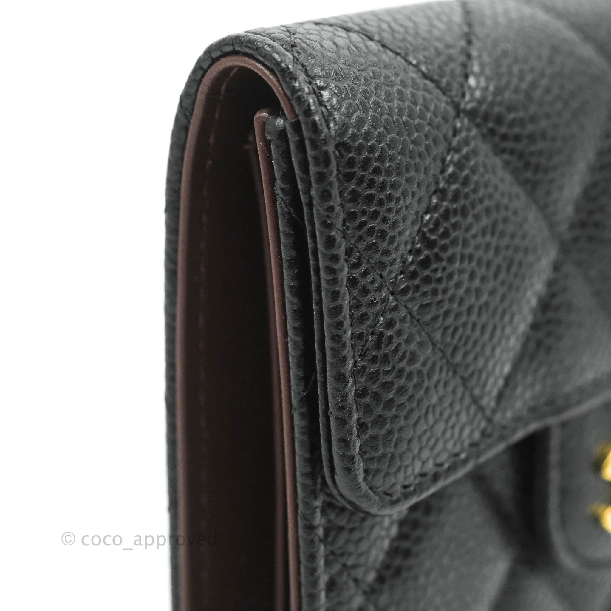 Chanel Classic Flap Wallet in Black Caviar Leather with Gold Hardware - Luxury Designer Wallet for Women, Perfect for Everyday Use & Special Occasions