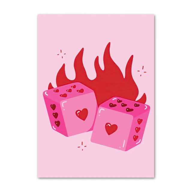 Trendy Hot Pink Girly Canvas Posters - Aesthetic Wall Art for Teen Girls' Bedroom & Dorm Room Decor