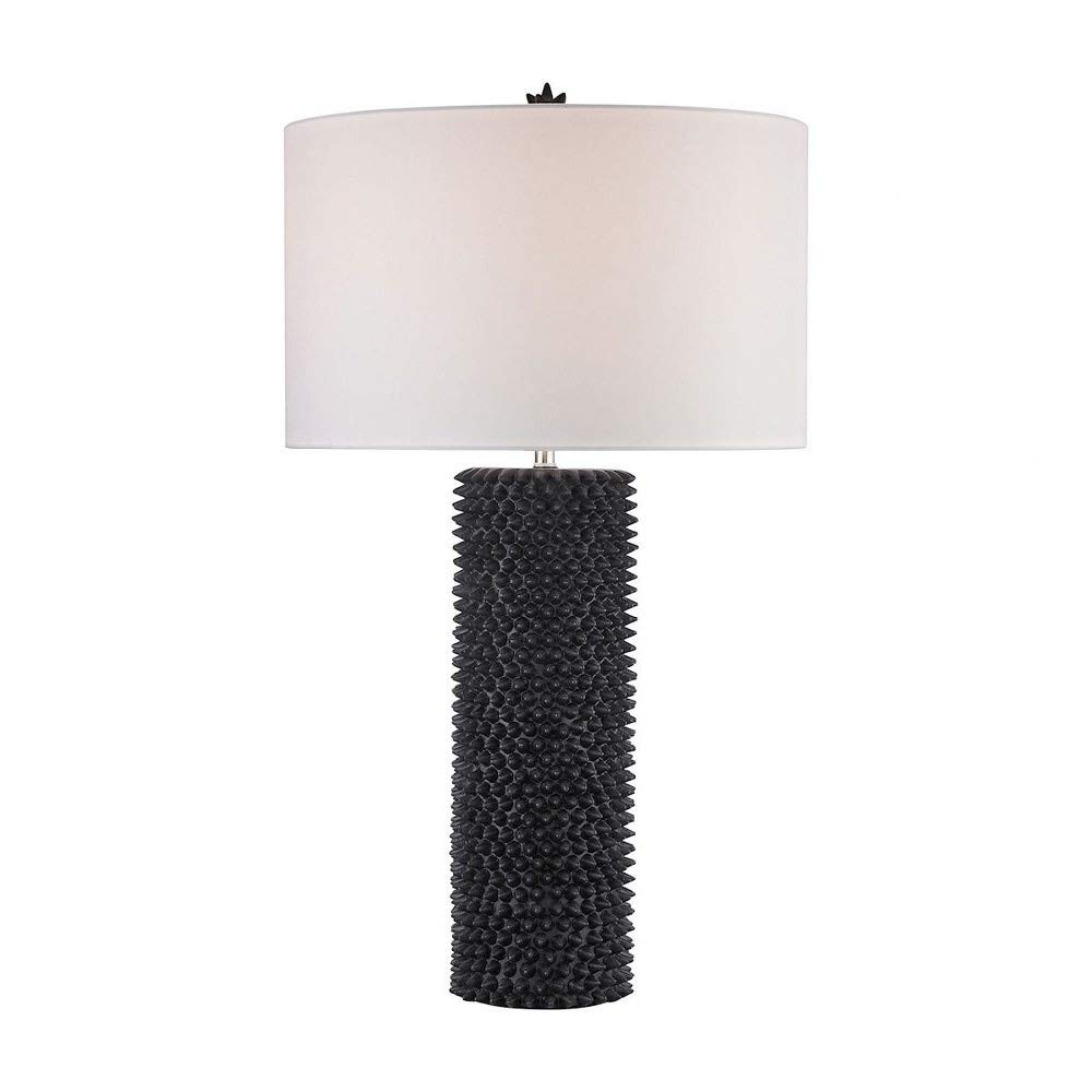 Modern Black Composite Table Lamp with White Faux Silk Shade & 3-Way Switch - 2499-BEL-3332145 - Bailey Street Home - Perfect for Bedroom, Living Room & Office Lighting