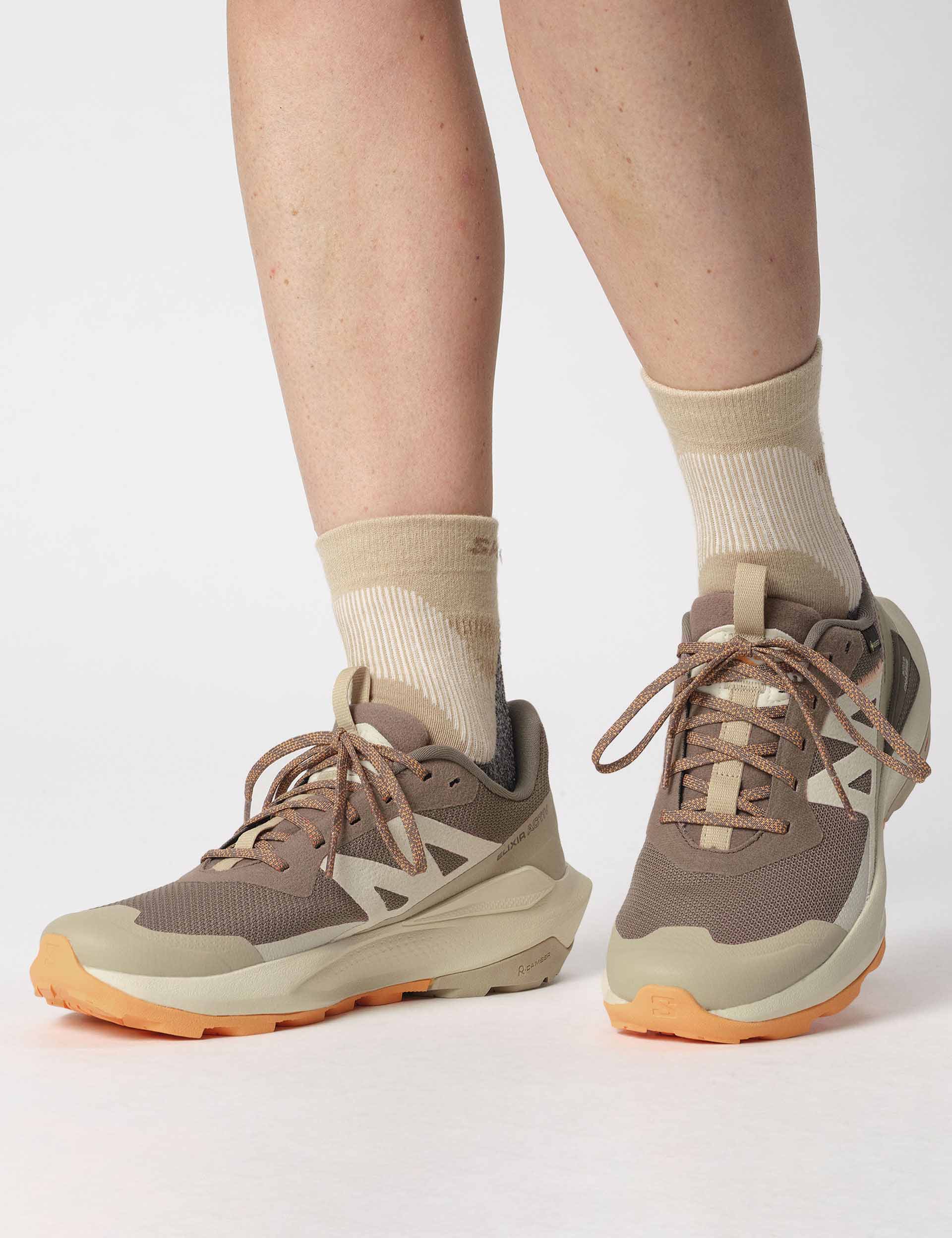 Elixir Activ Gore-Tex Hiking Shoes - Falcon/White Pepper/Papaya Colors | Waterproof & Breathable for Outdoor Adventures