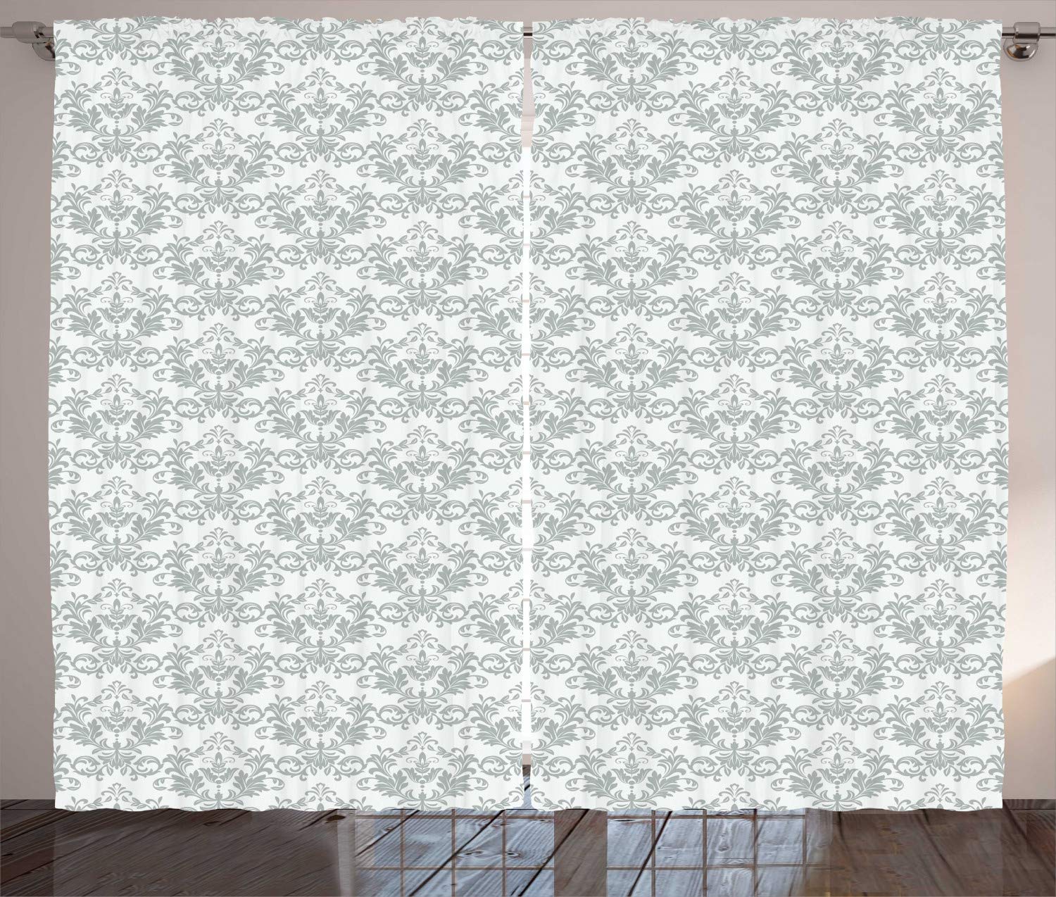 Ambesonne Abstract Curtains - Modern Chandelier Damask Pattern Window Drapes for Living Room & Bedroom, 2 Panel Set (108