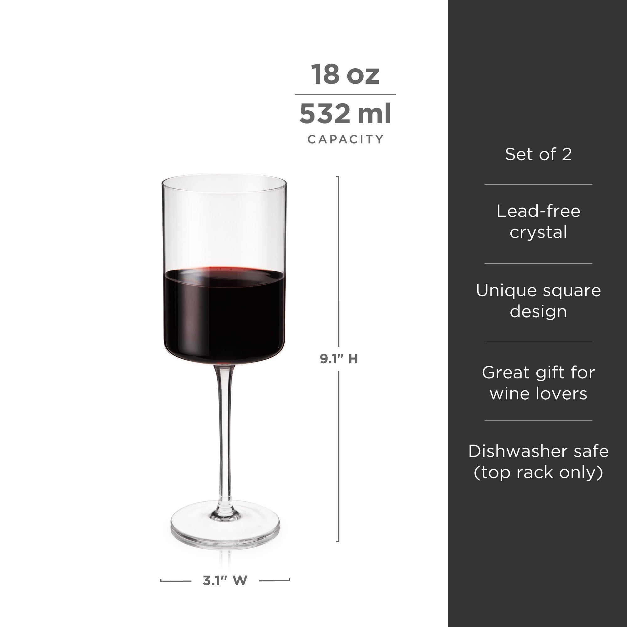 Premium Laurel Crystal Red Wine Glasses Set of 2 - Elegant Stemware for Fine Dining, Romantic Dinners & Wine Tasting Parties