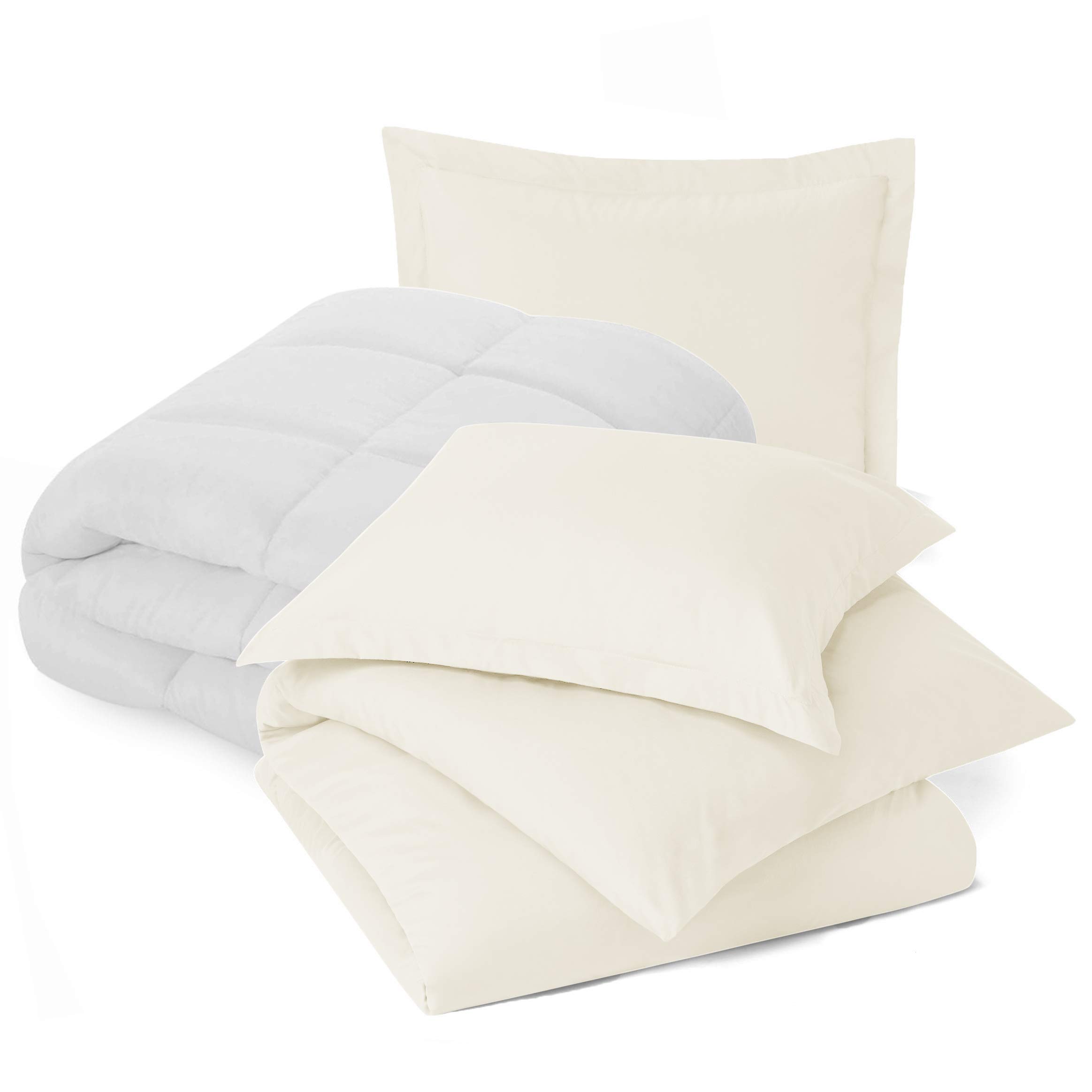 Nestl King Size Bedding Set - 7-Piece Comforter Set with Duvet Cover & Pillow Shams | Soft Microfiber Ivory Bedding for Master Bedroom | Luxury Hotel-Style King Bed Set for Home Decor & Guest Room