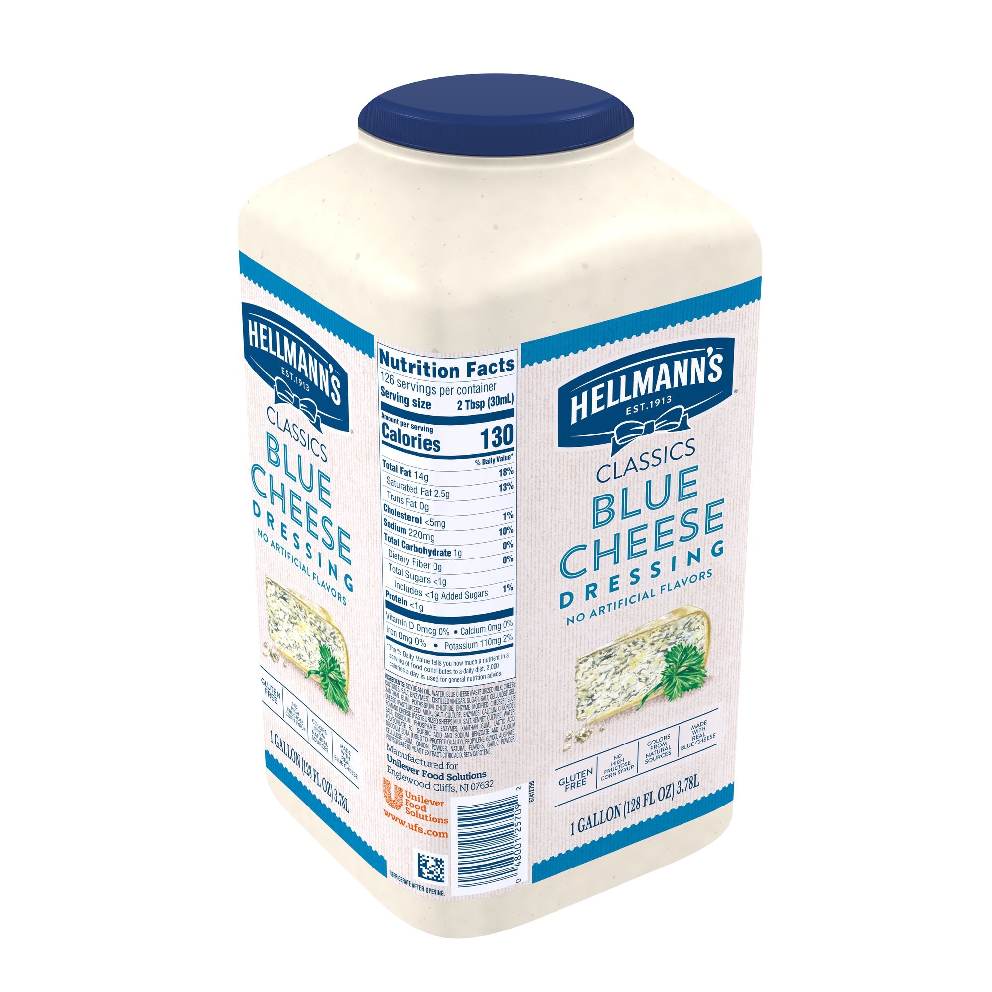 Hellmann's Blue Cheese Salad Dressing - Gluten Free, No Artificial Flavors, Natural Colors - 1 Gallon (Pack of 4) | Perfect for Restaurants, Catering & Bulk Food Service | Great for Salads, Wings & Veggie Dips