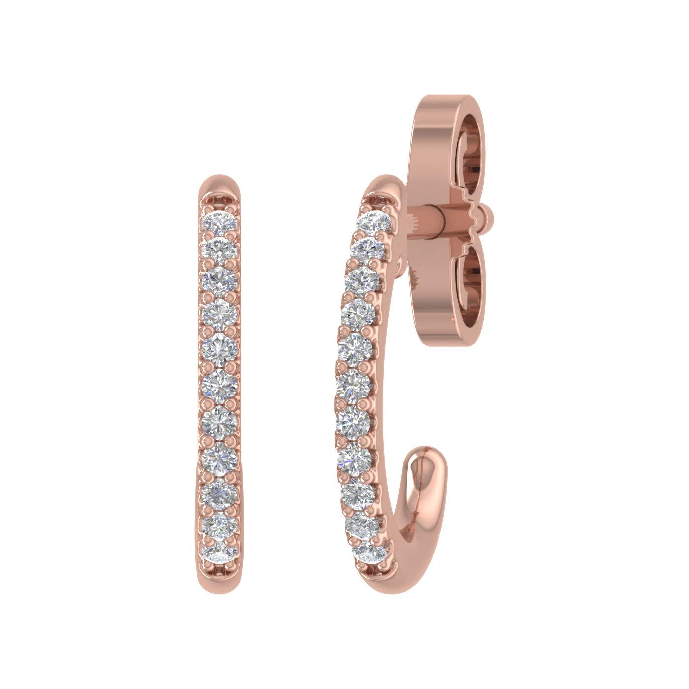 0.08 Carat IGI Certified Diamond Open Hoop Earrings in 10K Solid Gold - Dainty Everyday Studs for Women, Perfect for Work, Date Night & Special Occasions