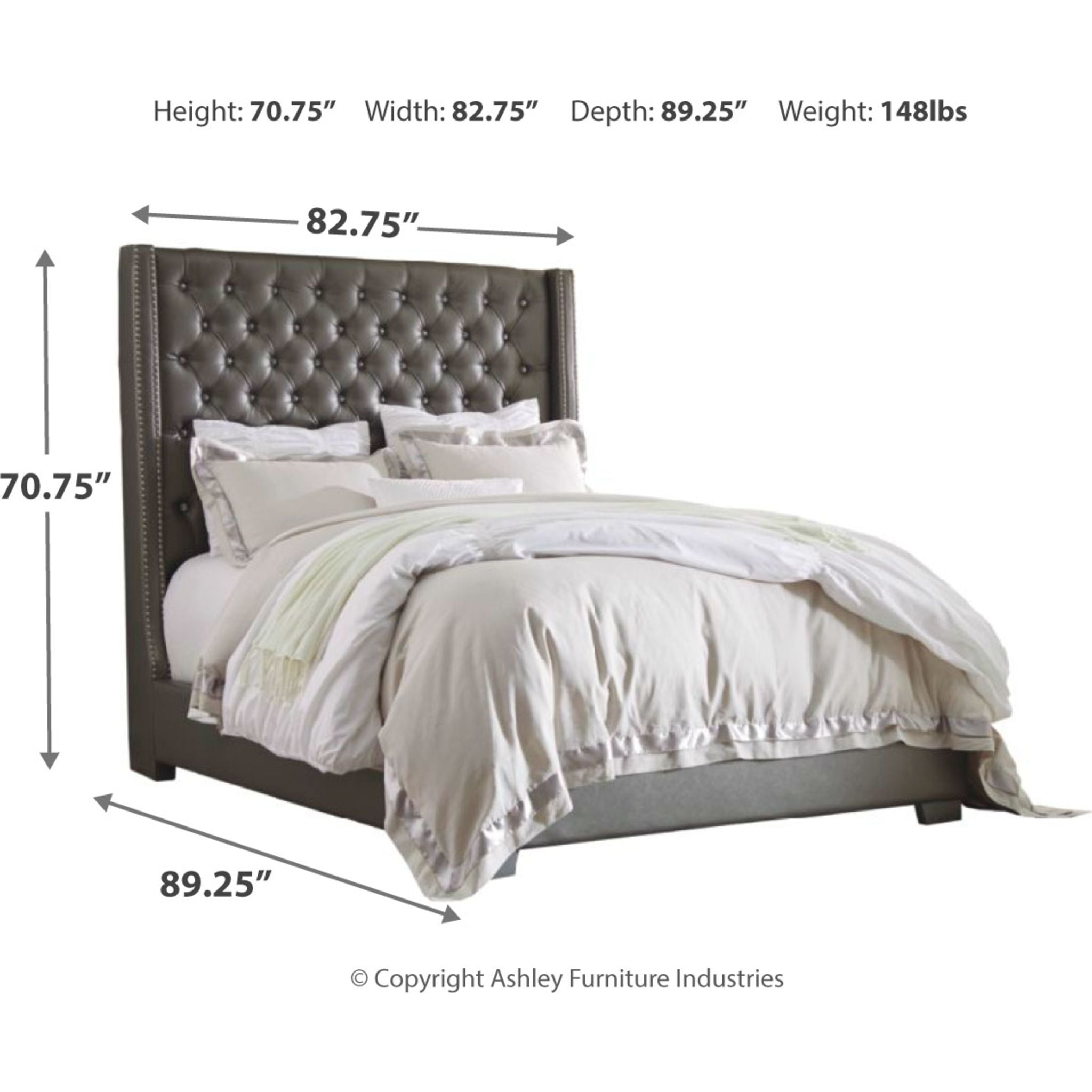 Coralayne 5-Piece Upholstered Bedroom Set - Queen Size Bed Frame, Nightstand, Dresser & Mirror - Modern Luxury Bedroom Furniture for Master Bedroom & Guest Room Decor