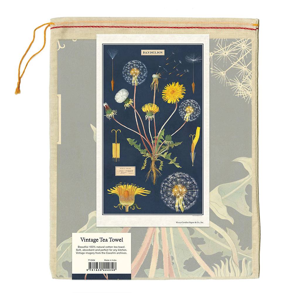 Organic Dandelion Tea Towel - 100% Cotton Kitchen Towel for Drying Dishes, Glassware & Utensils - Perfect for Farmhouse, Cottage & Rustic Home Decor