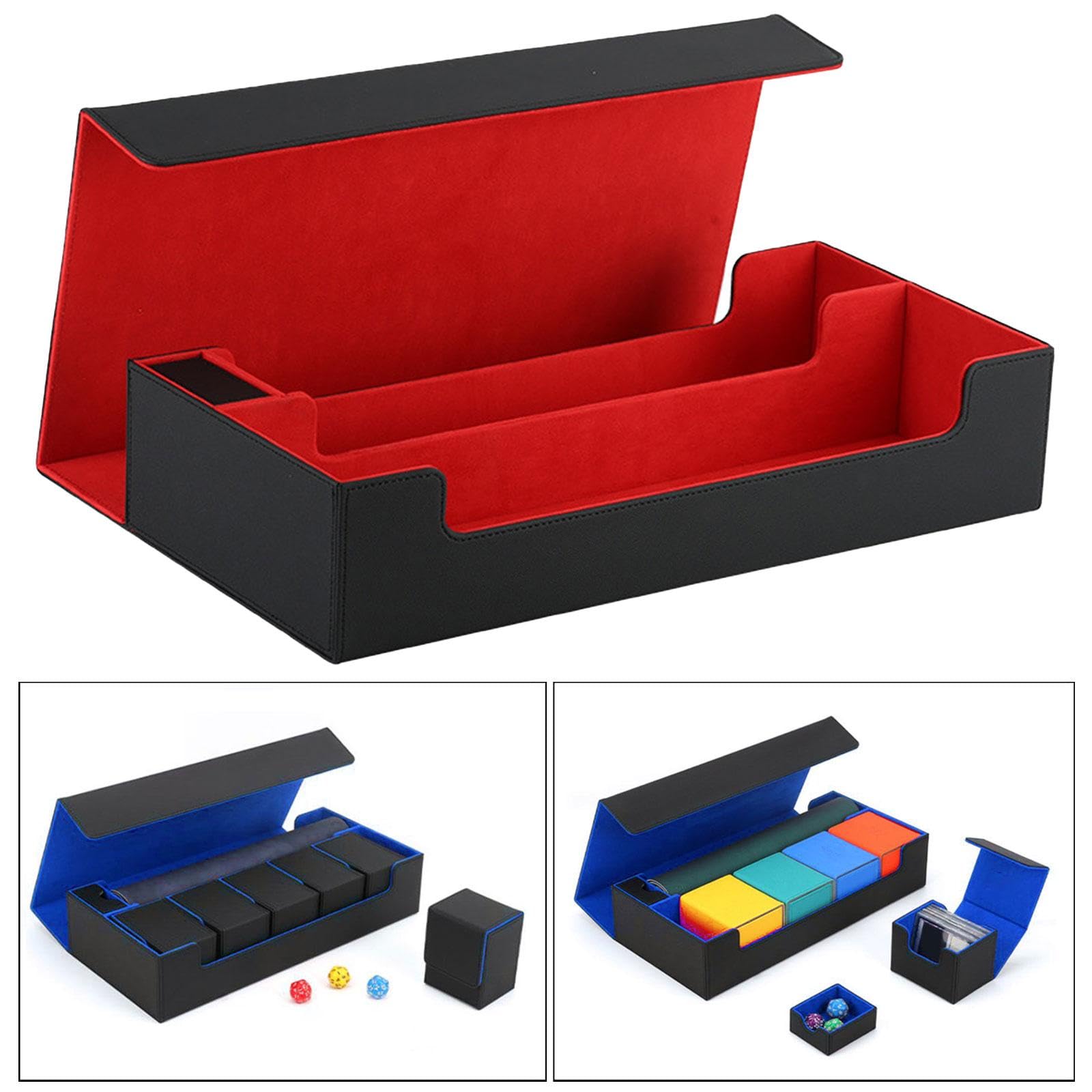 MERIGLARE Card Deck Box - Premium Sleeved Cards Holder for 600+ Collectible Cards | Durable Game Card Organizer & Sports Card Storage Case (Black/Red) - Perfect for MTG, Pokémon, Yu-Gi-Oh! & Trading Card Collectors