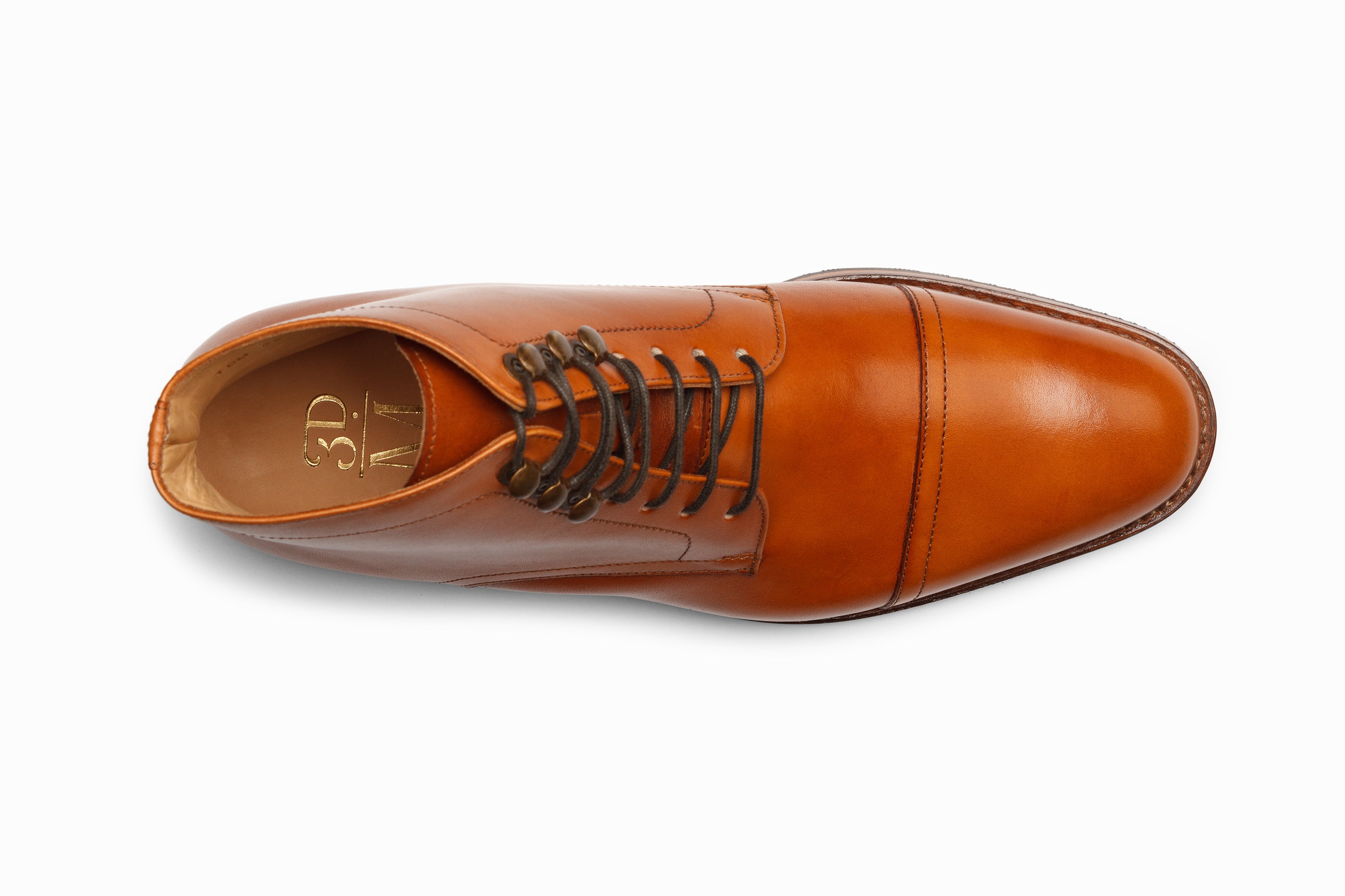 Men's Tan Leather Toecap Derby Boots - Classic Casual & Formal Dress Shoes for Work, Office & Outdoor Wear