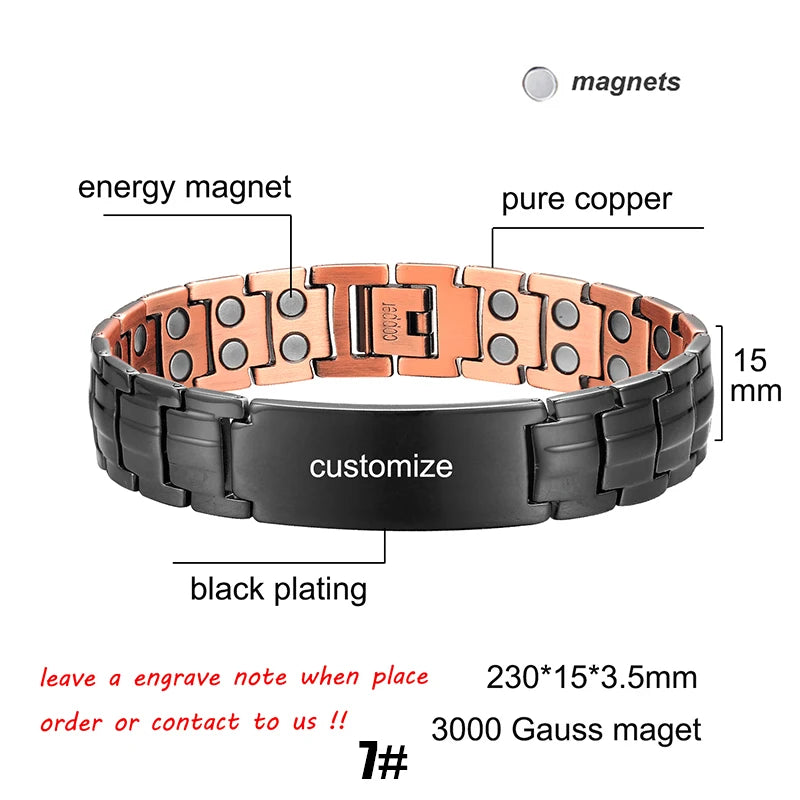 Men's Magnetic Health Bracelet - Pure Copper Energy Bracelet with Blood Pressure Magnets | Pain Relief & Improved Circulation | Perfect for Fitness, Work & Daily Wear
