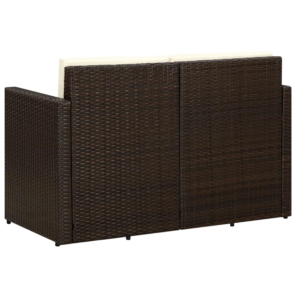 2 Seater Patio Sofa with Cushions - Brown Poly Rattan Outdoor Furniture Set (16.8g) - Perfect for Garden, Backyard, Poolside & Balcony Relaxation
