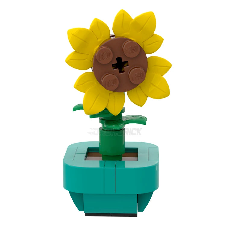 LEGO Brickanicals #3 Sunflower in Dark Turquoise Pot Building Kit - Creative Botanical Set for Adults & Kids - Perfect for Home Decor, Office Display & Gift Giving