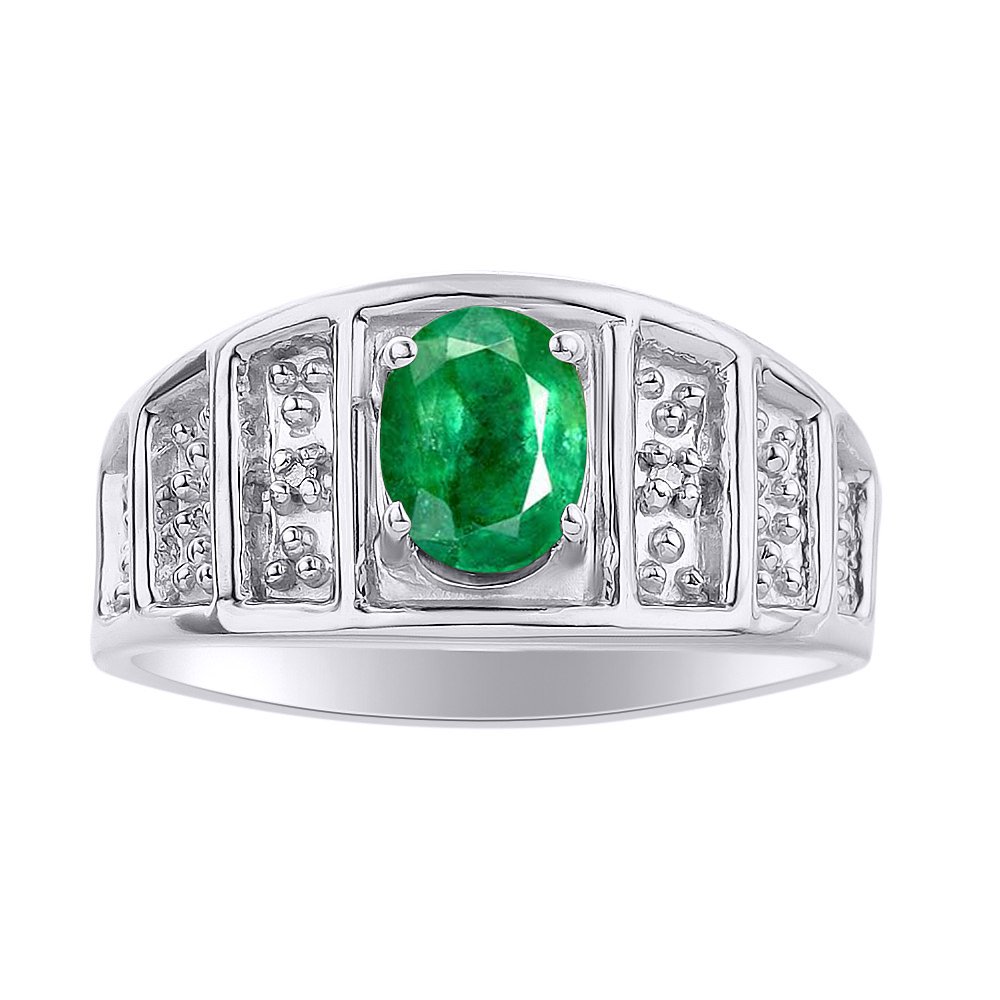 Diamond & Emerald Sterling Silver Ring Set - Color Stone Birthstone Jewelry for Women | Perfect for Gifts, Anniversaries & Special Occasions