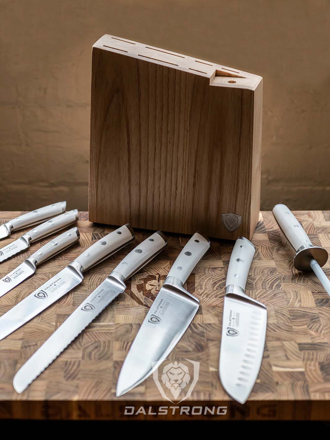 Dalstrong Gladiator Series 8-Piece NSF Certified Knife Block Set in White - Perfect for Home Chefs & Professional Kitchens