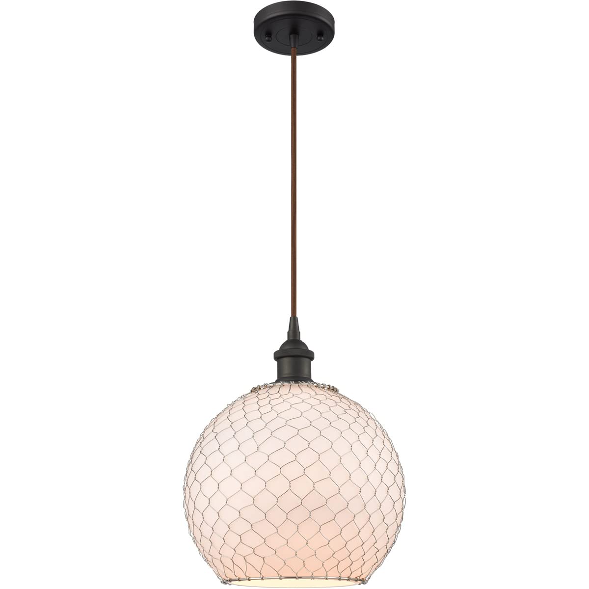 Ballston Collection Farmhouse Chicken Wire Mini Pendant Light - Oil Rubbed Bronze Finish - Rustic Kitchen Island Lighting for Dining Room & Farmhouse Decor