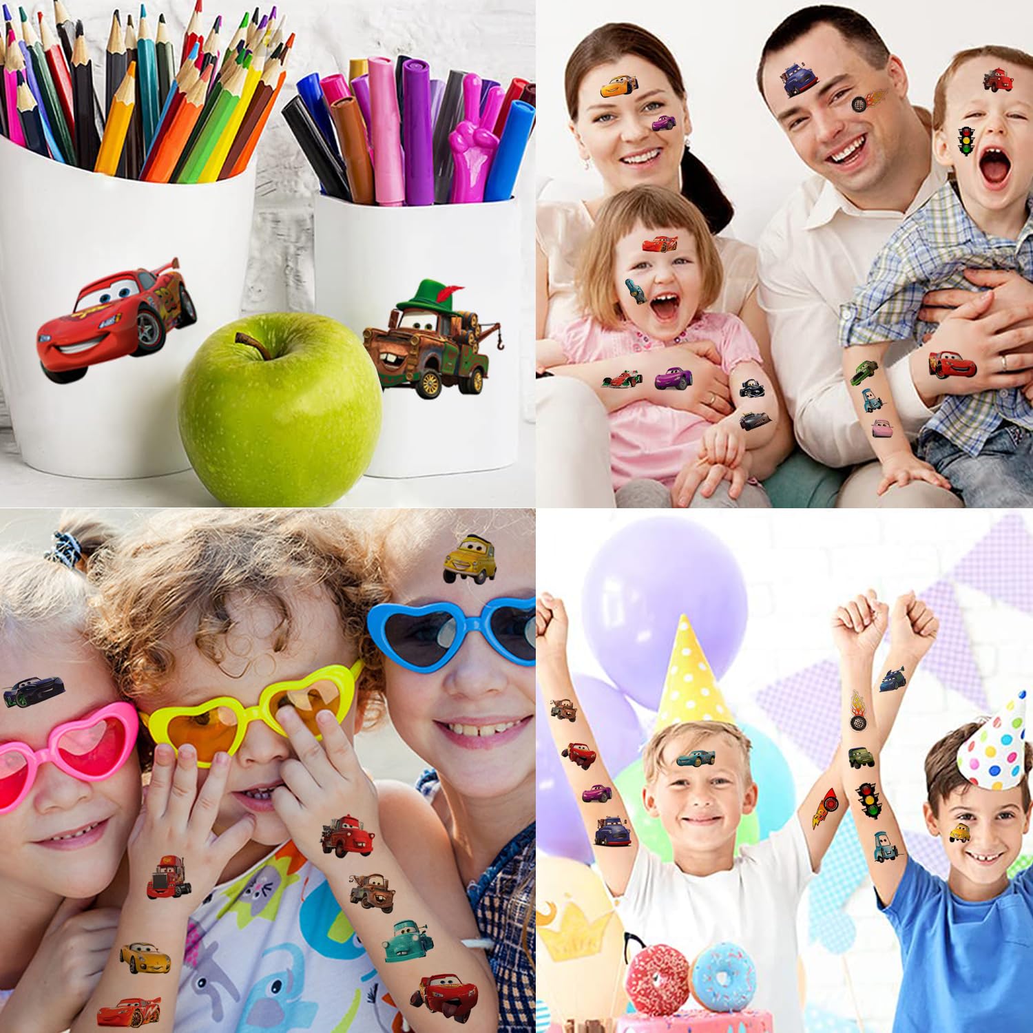 12 Sheets Kids Car Temporary Tattoos - Race Car Theme Party Supplies for Boys & Girls - Perfect for Birthday Decorations, Party Favors & Gifts - Great for Race Car Themed Parties, Birthday Celebrations & Special Events
