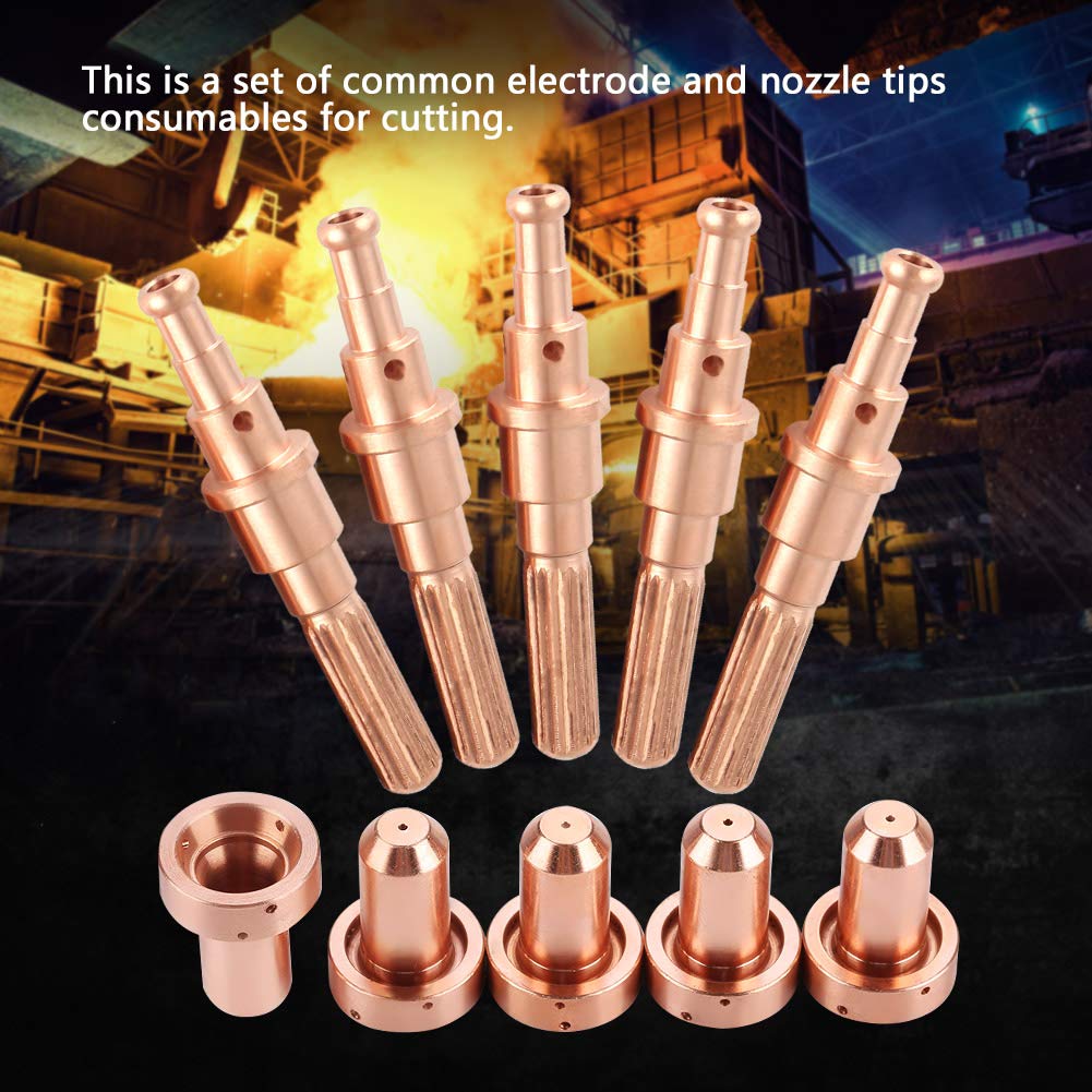 5pcs 9-8215 Electrodes & 5pcs 9-8207 Nozzle Tips Replacement Parts for Thermal Dynamics SL60/SL100 Plasma Cutter Torch - Compatible with Plasma Cutting & Welding Equipment - Perfect for Metal Fabrication, Automotive Repair & DIY Projects