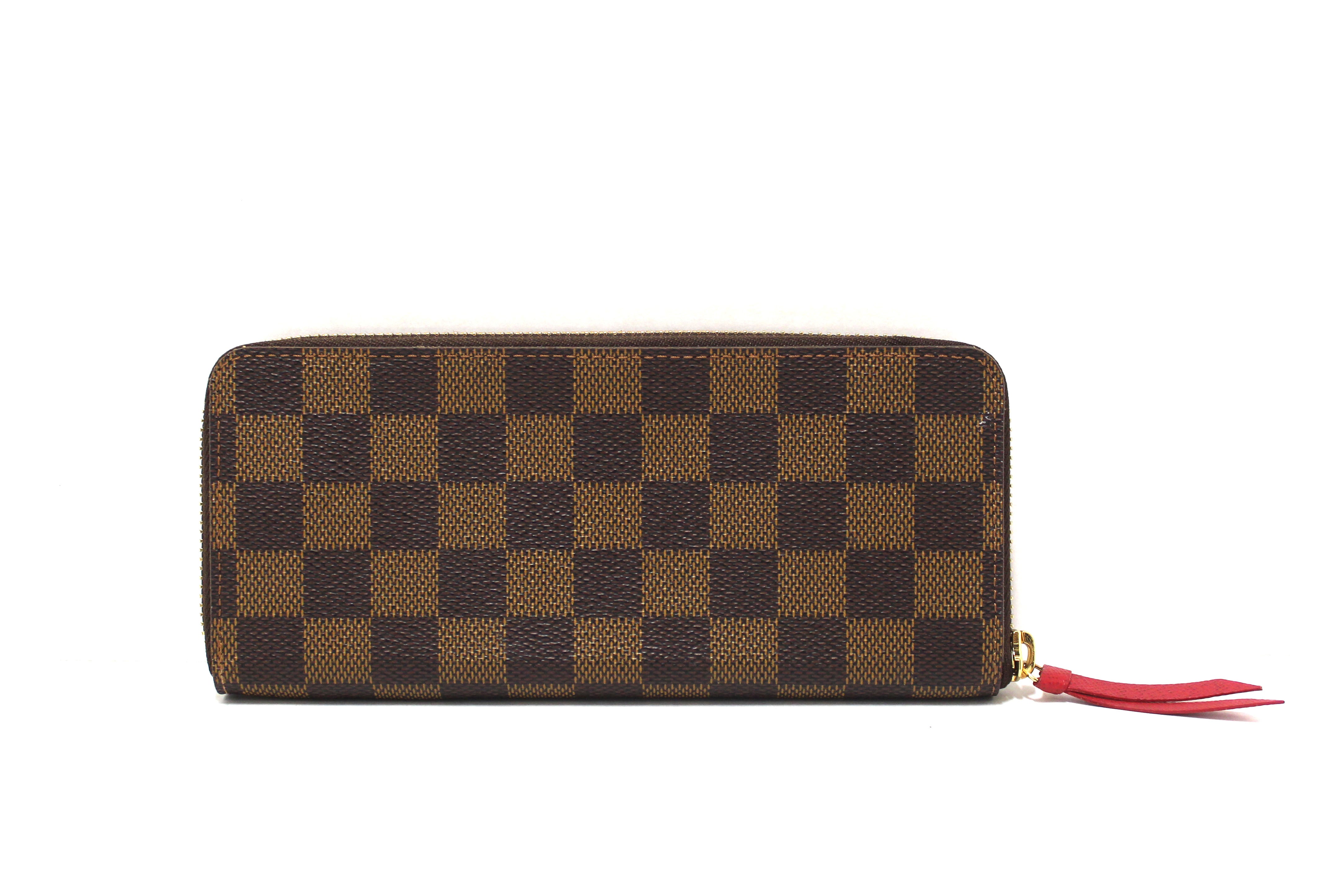 Authentic Louis Vuitton Damier Ebene Canvas Clemence Zippy Wallet for Women - Luxury Designer Compact Zip Around Wallet for Everyday Use & Travel Accessories