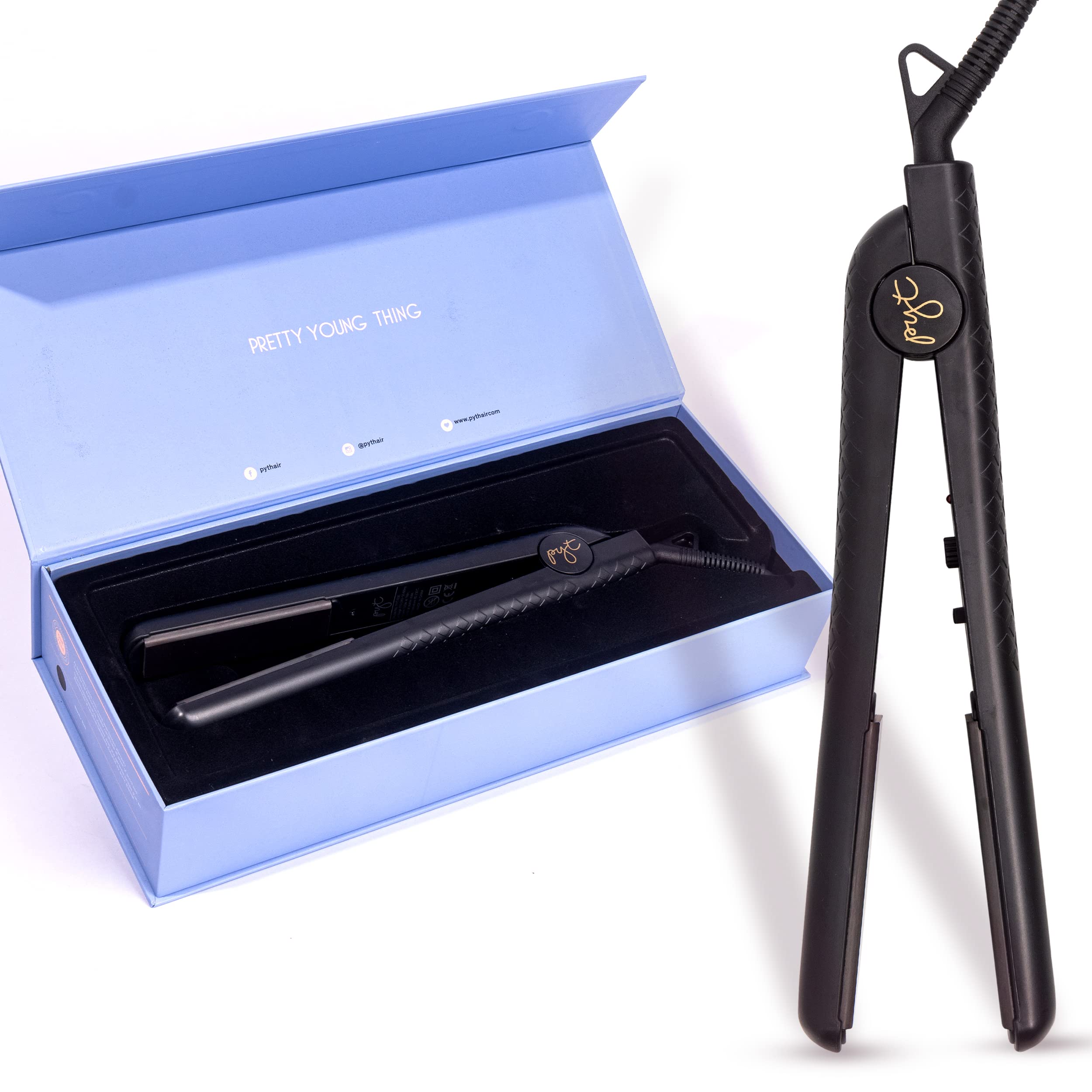 Professional Ceramic Flat Iron Hair Straightener - Pyt Styling Tool for Smooth & Shiny Hair (Black) | Perfect for Home Use, Salon Styling & Travel